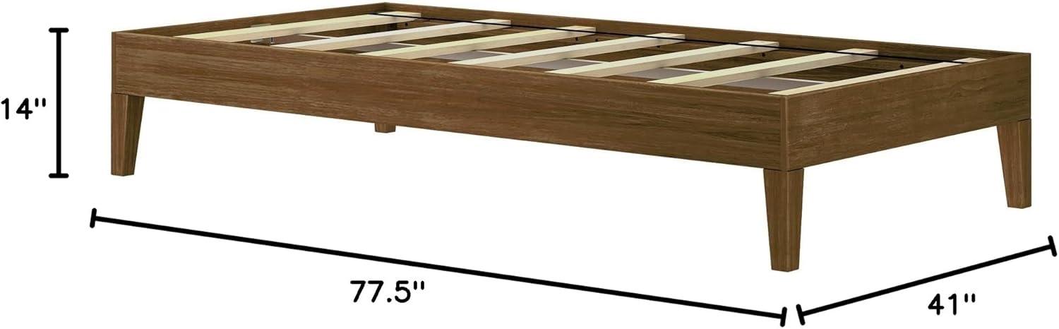 Plank+Beam Solid Wood Twin Size Platform Bed Frame, Matte Walnut