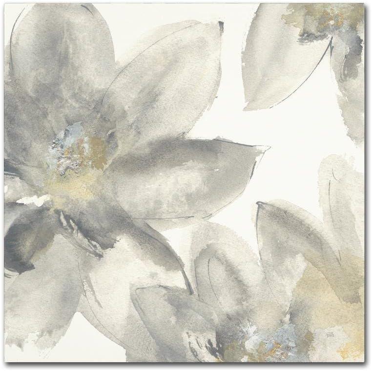 Trademark Fine Art -Chris Paschke 'Gray and Silver Flowers I' Canvas Art - 24''x24''