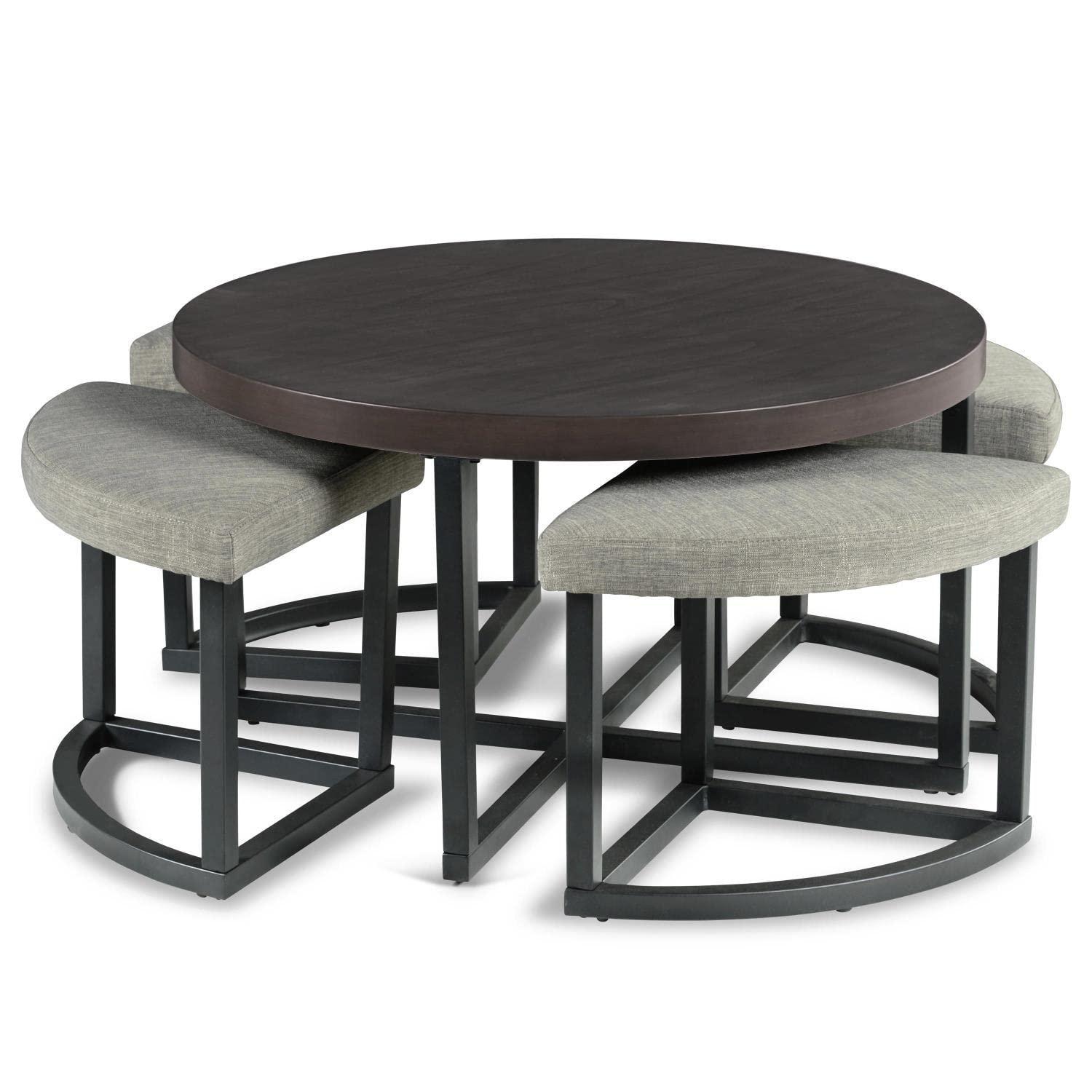 17 Stories Stannos 36" Round Coffee Table with 4 Stools