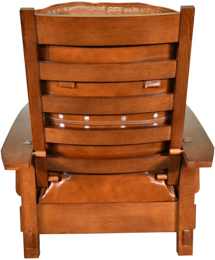 Pemberly Row Contemporary Leather Morris Chair in Reddish Brown