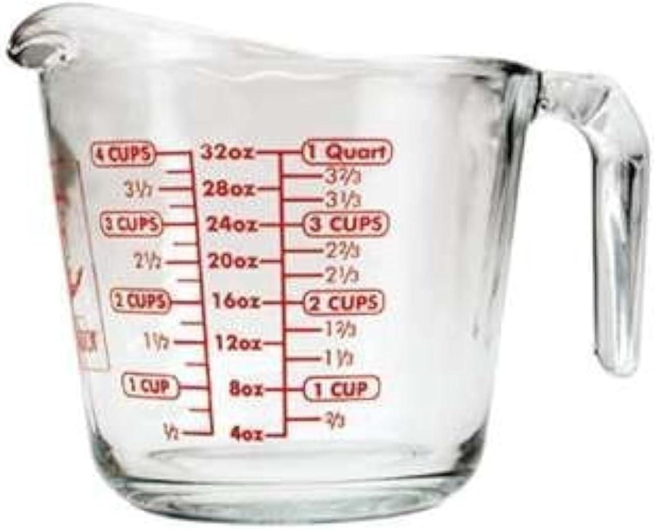 Anchor Hocking 32 oz Glass Measuring Cup with Red Markings