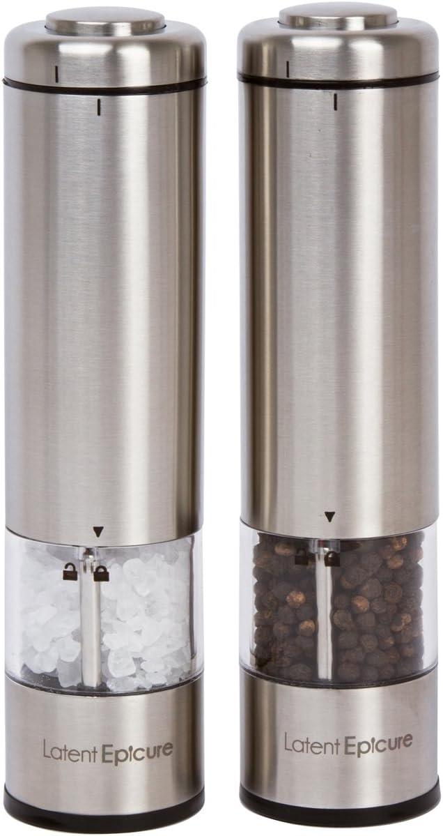 Stainless Steel Electric Salt and Pepper Grinder Set with Light