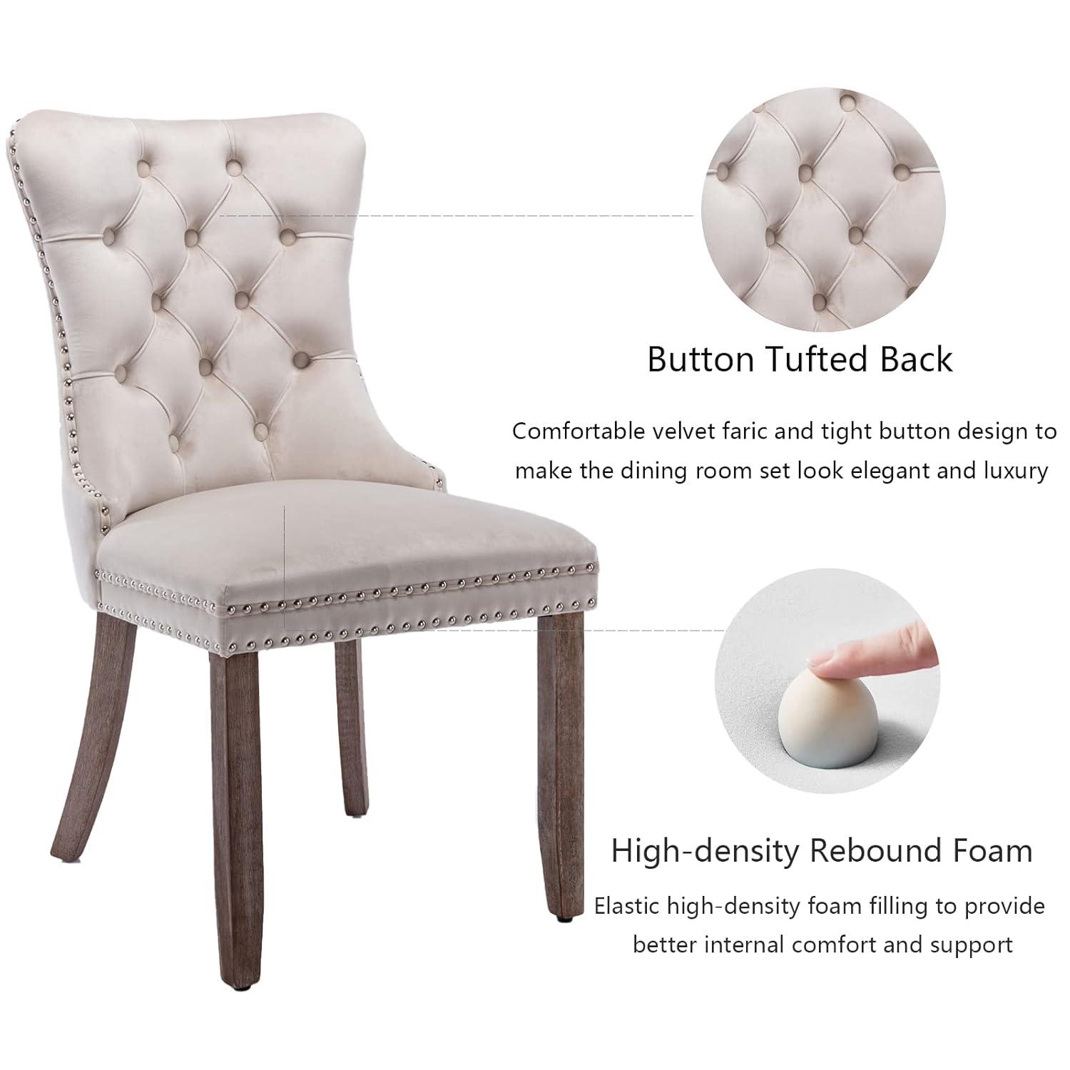 Velvet Upholstered Wing Back Dining Chair (Set of 6)