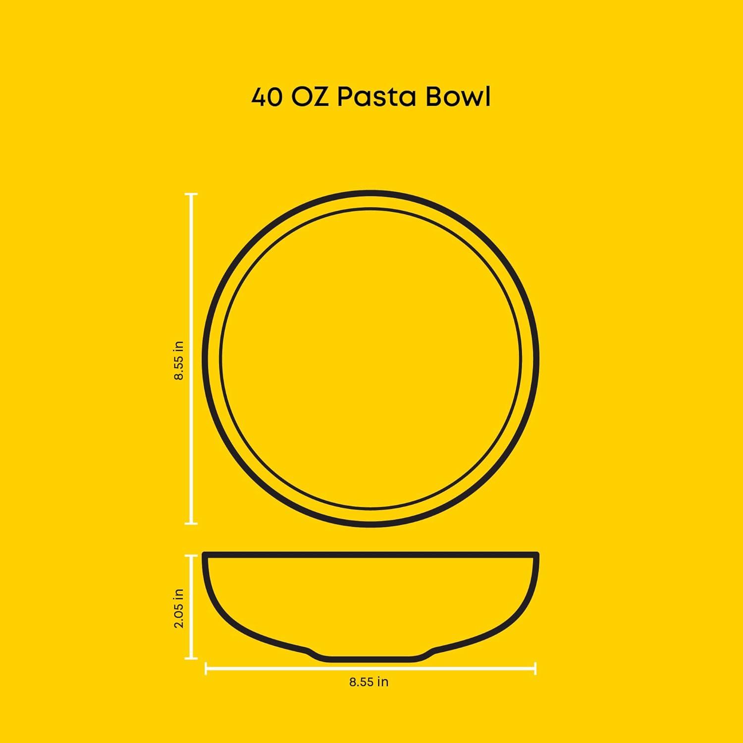 JoyJolt JoyJolt Mesa 4pc Stoneware Pasta Bowl set, 40oz (Set of 4)