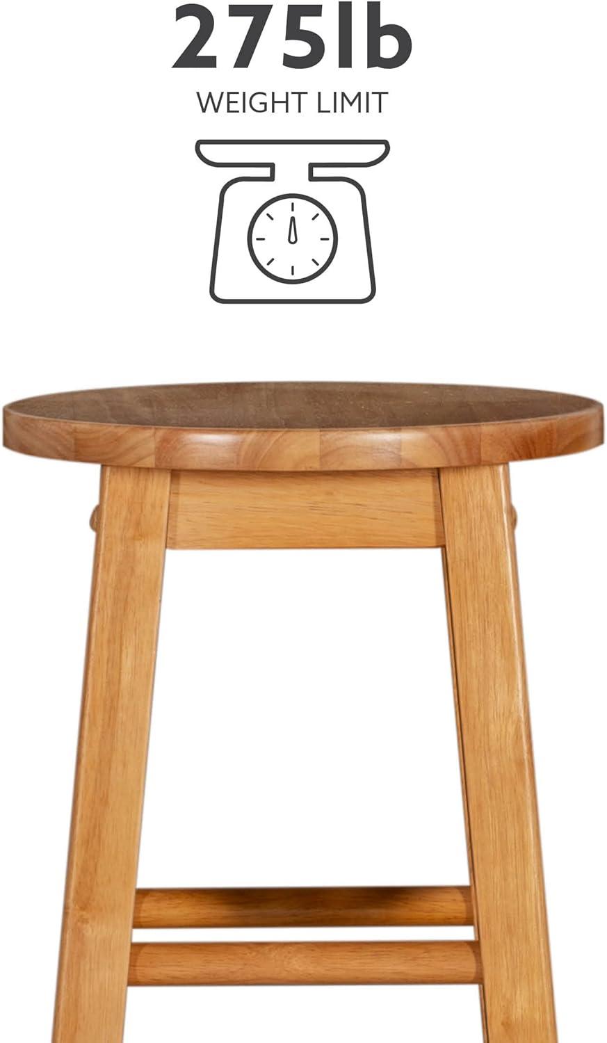 Linon Backless Wood Bar Stool, 29" Seat Height, Natural Finish