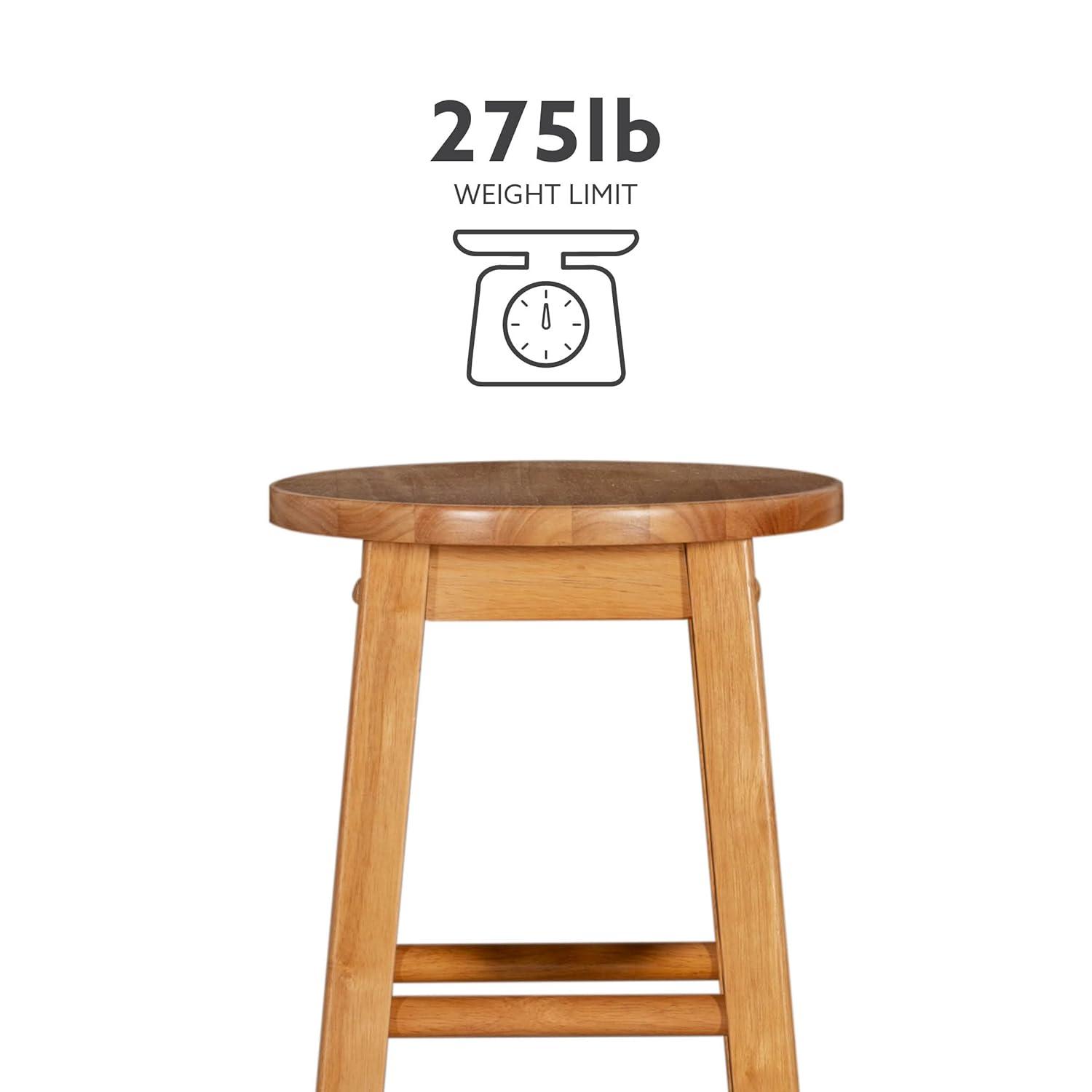 Linon Backless Wood Bar Stool, 29" Seat Height, Natural Finish