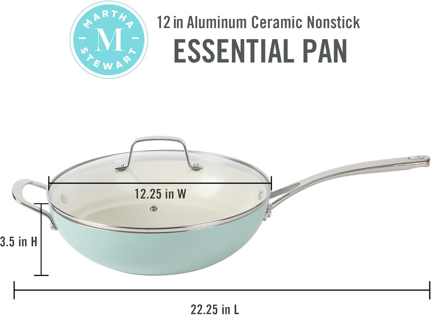 Martha Blue 12" Aluminum Nonstick Frypan with Lid