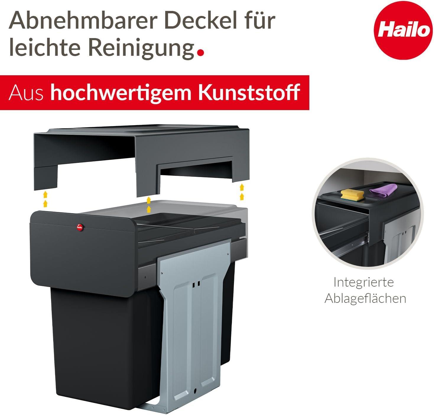 Hailo USA Inc. Plastic Manual Lift Multi-Compartments Trash & Recycling Bin