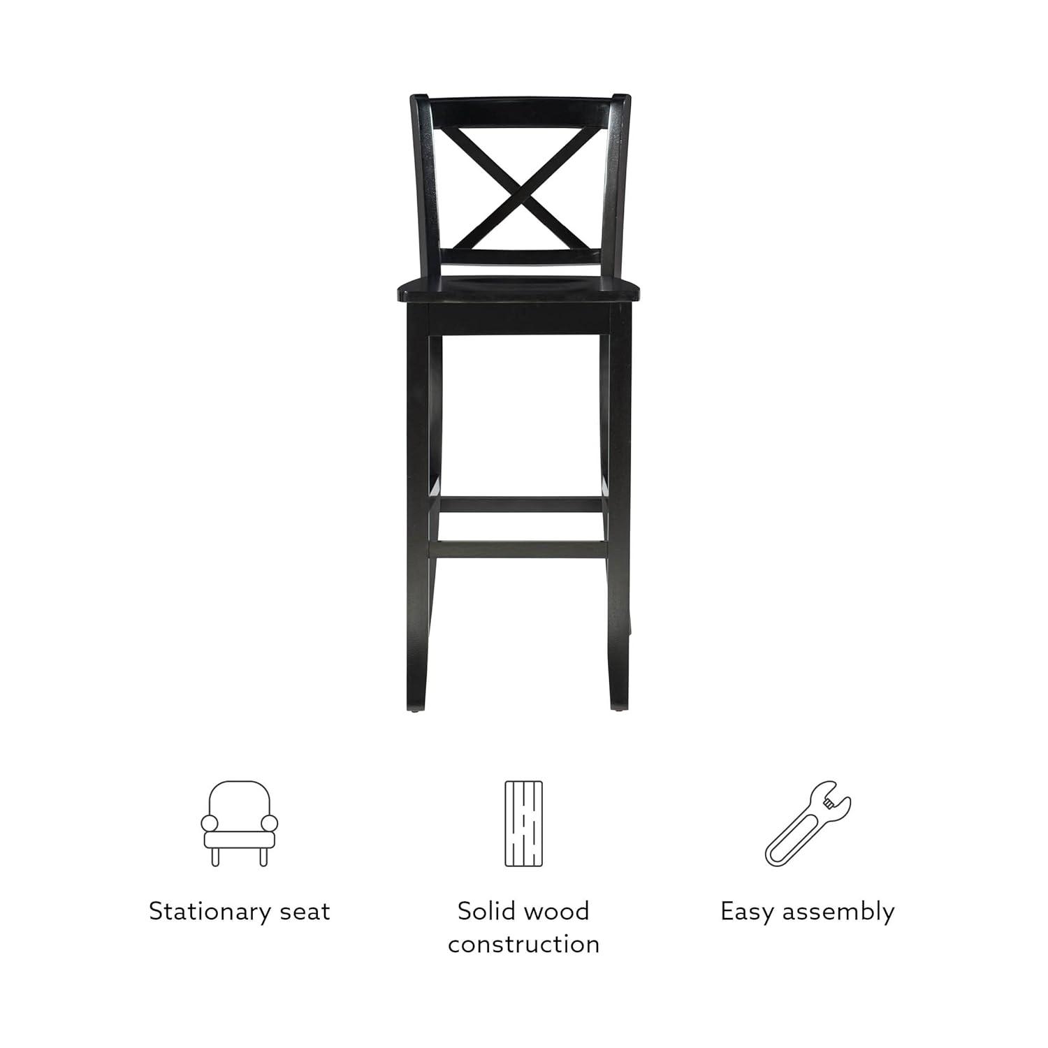 30" Torino X Back Wood Barstool - Black - Linon: Solid Rubberwood, Unupholstered, Armless