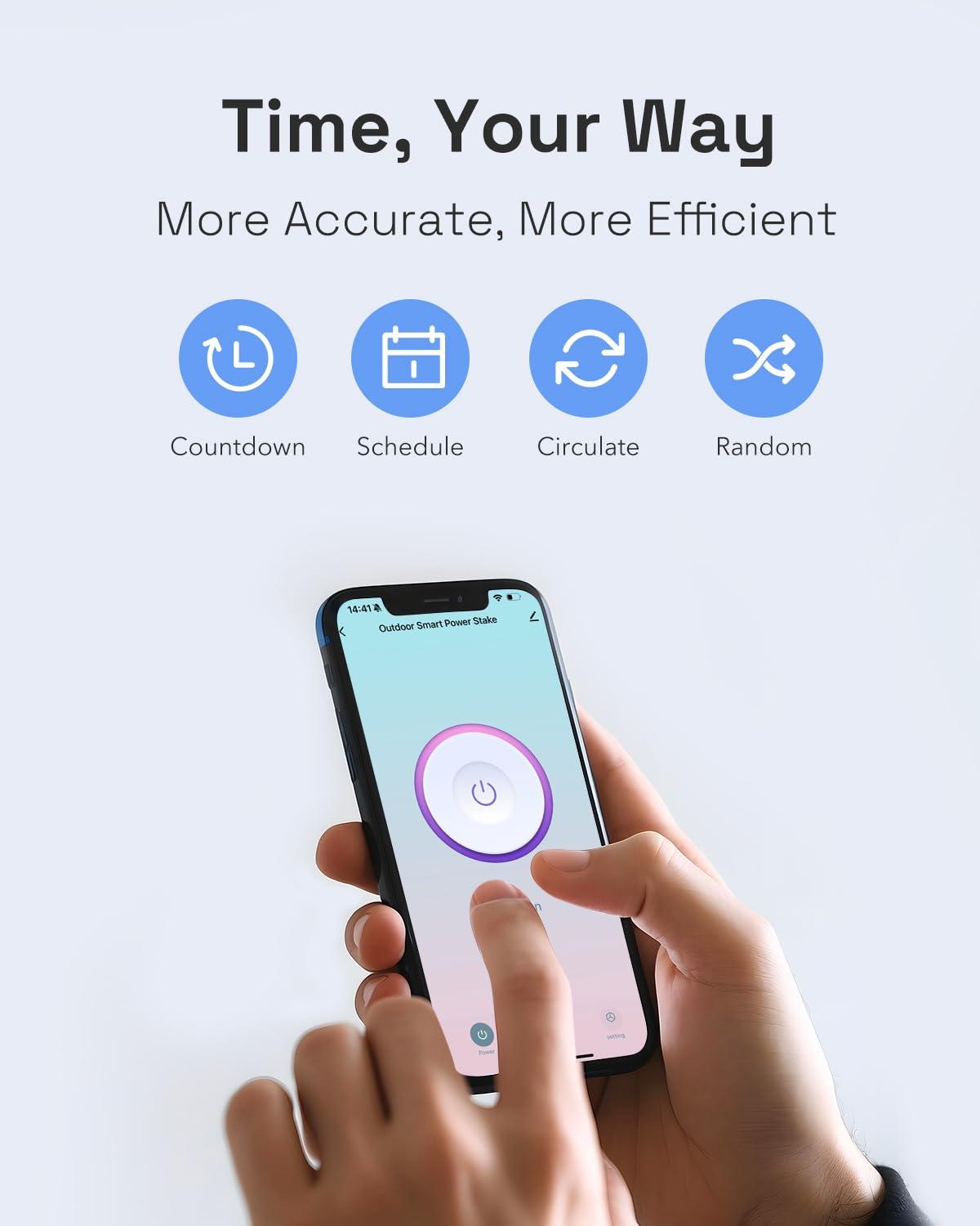 HBN Outdoor Smart Plug Waterproof WiFi Outdoor Outlet Timer with 6 Grounded Outlets, Remote & Voice Control Heavy Duty Yard Stake Plug Compatible with Alexa and Google Assistant