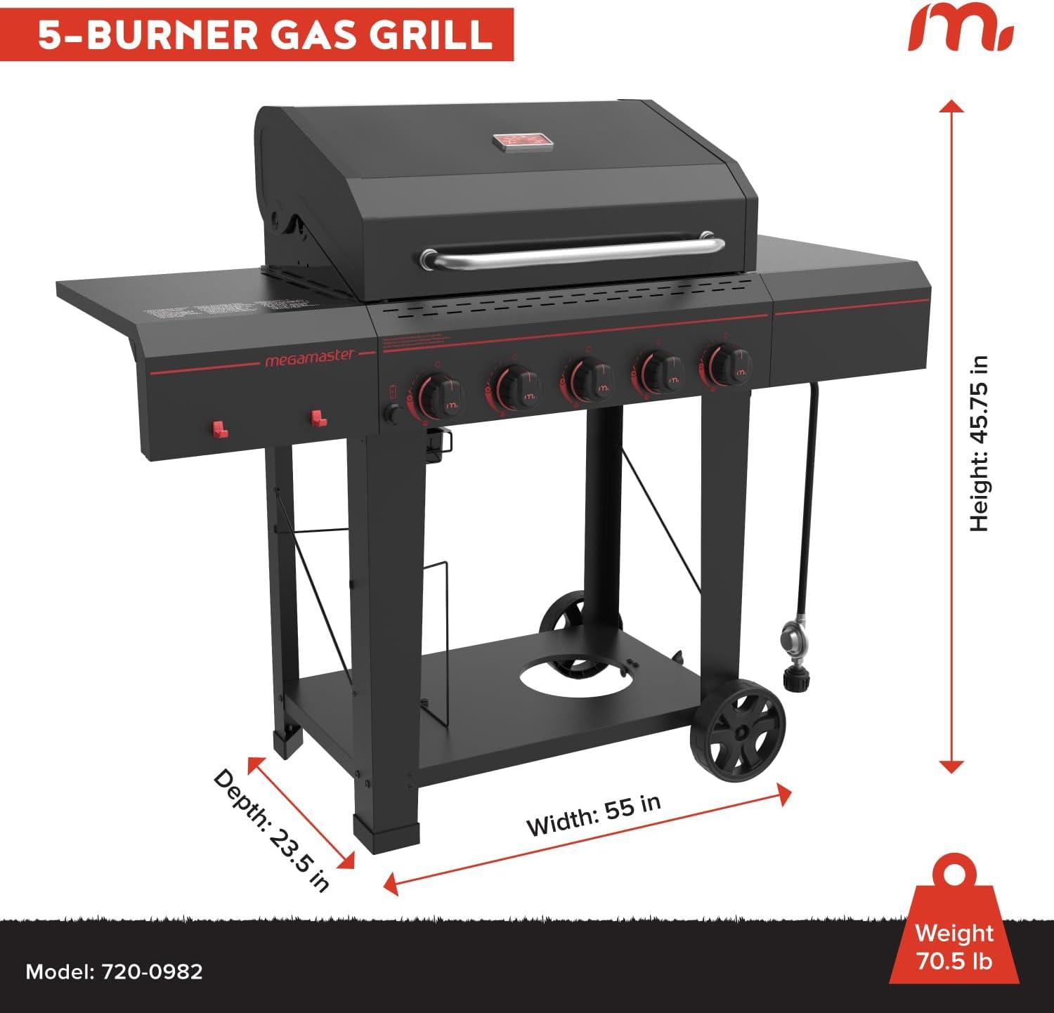Megamaster 5 - Burner Liquid Propane Gas Grill