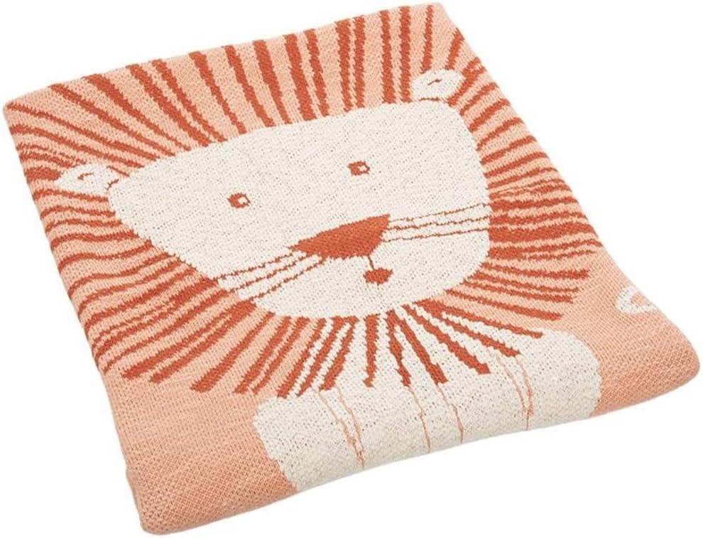 SAFAVIEH Dandy Lion Cotton 32" x 40" Baby Throw, Orange/Natural