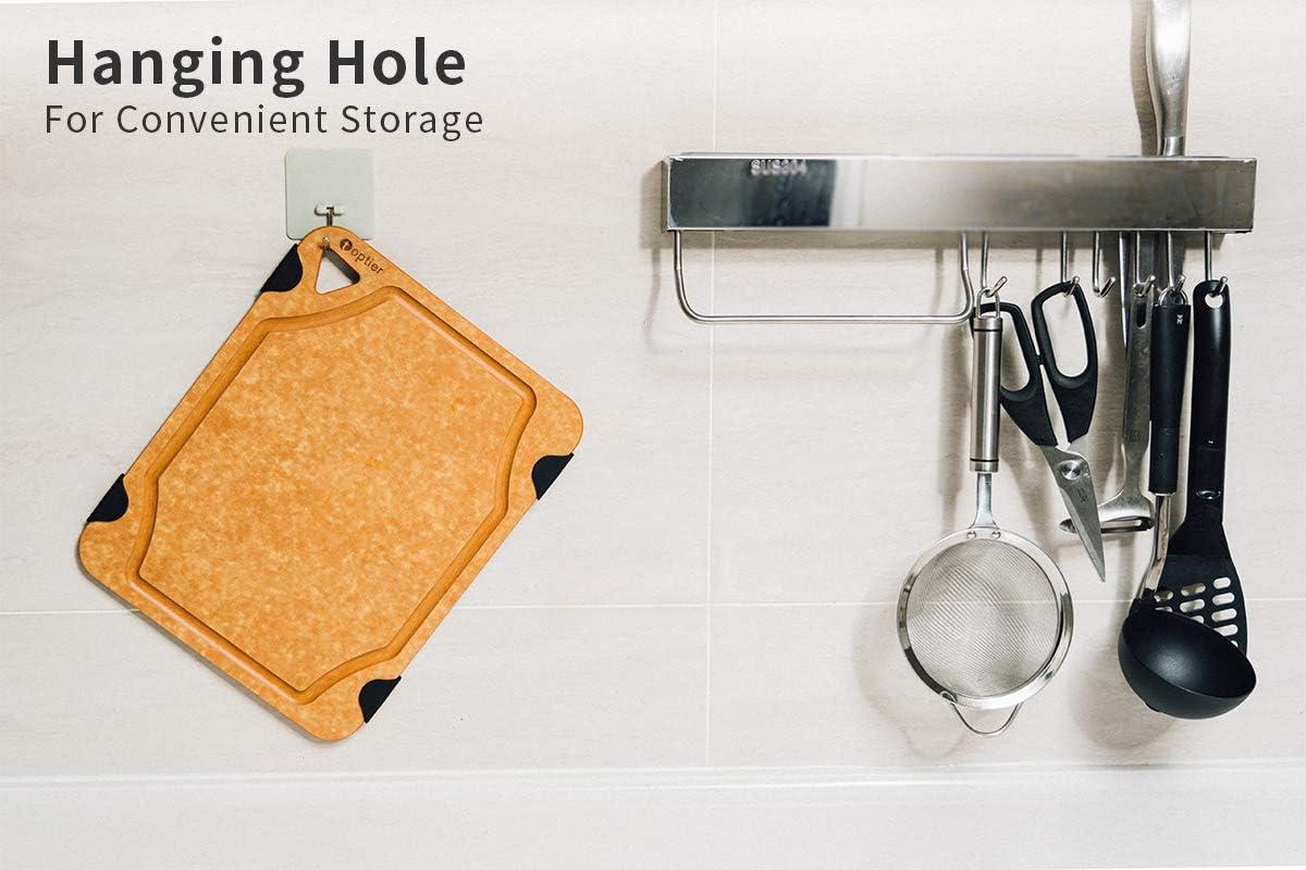 Large Natural Wood Fiber Rectangular Cutting Board with Non-Slip Edges