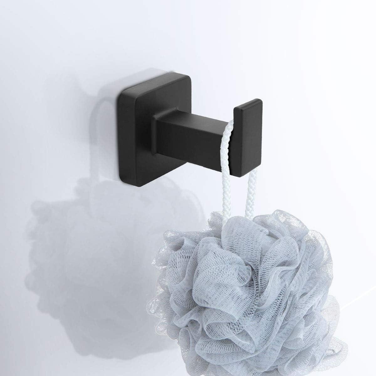 Matte Black Wall-Mounted Bathroom Hardware Set with Towel Bar