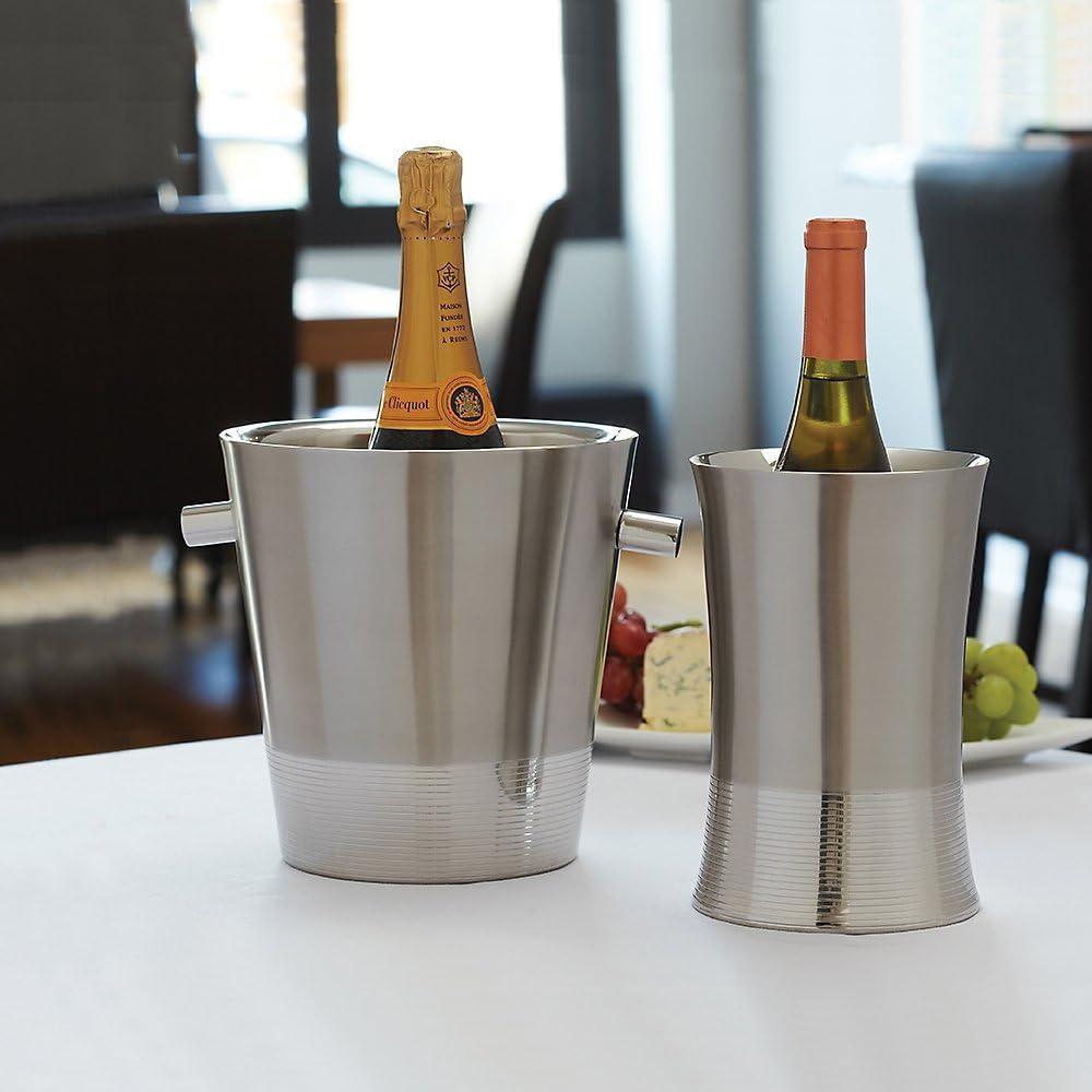 Brushed Silver Stainless Steel Champagne Bucket with Handles