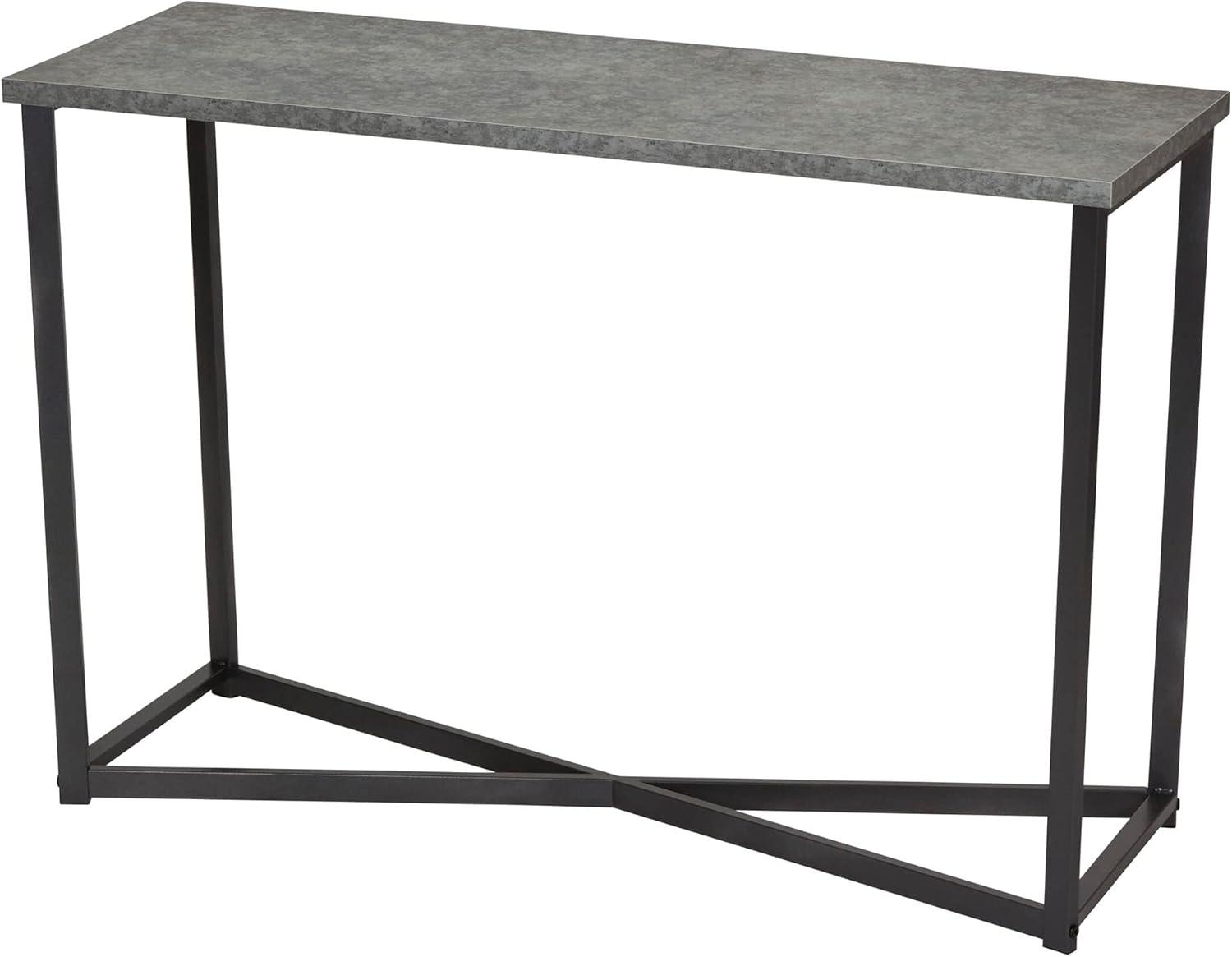 Slate Concrete & Black Metal Modern Industrial Console Table