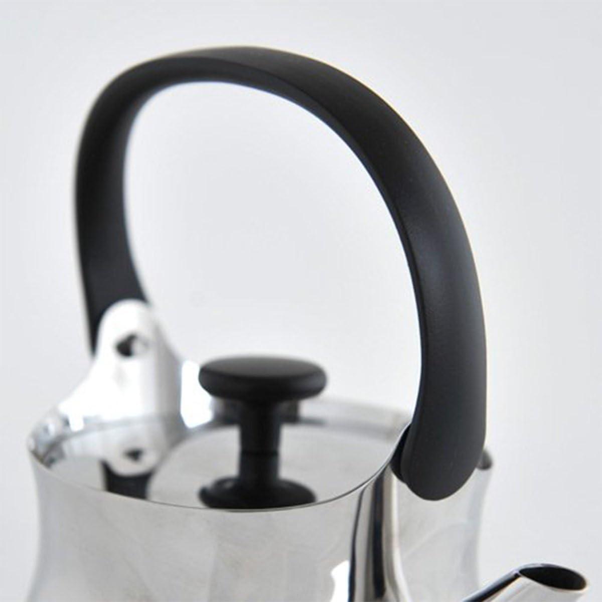 Alessi Silver Stainless Steel Cha Kettle with Black Handle