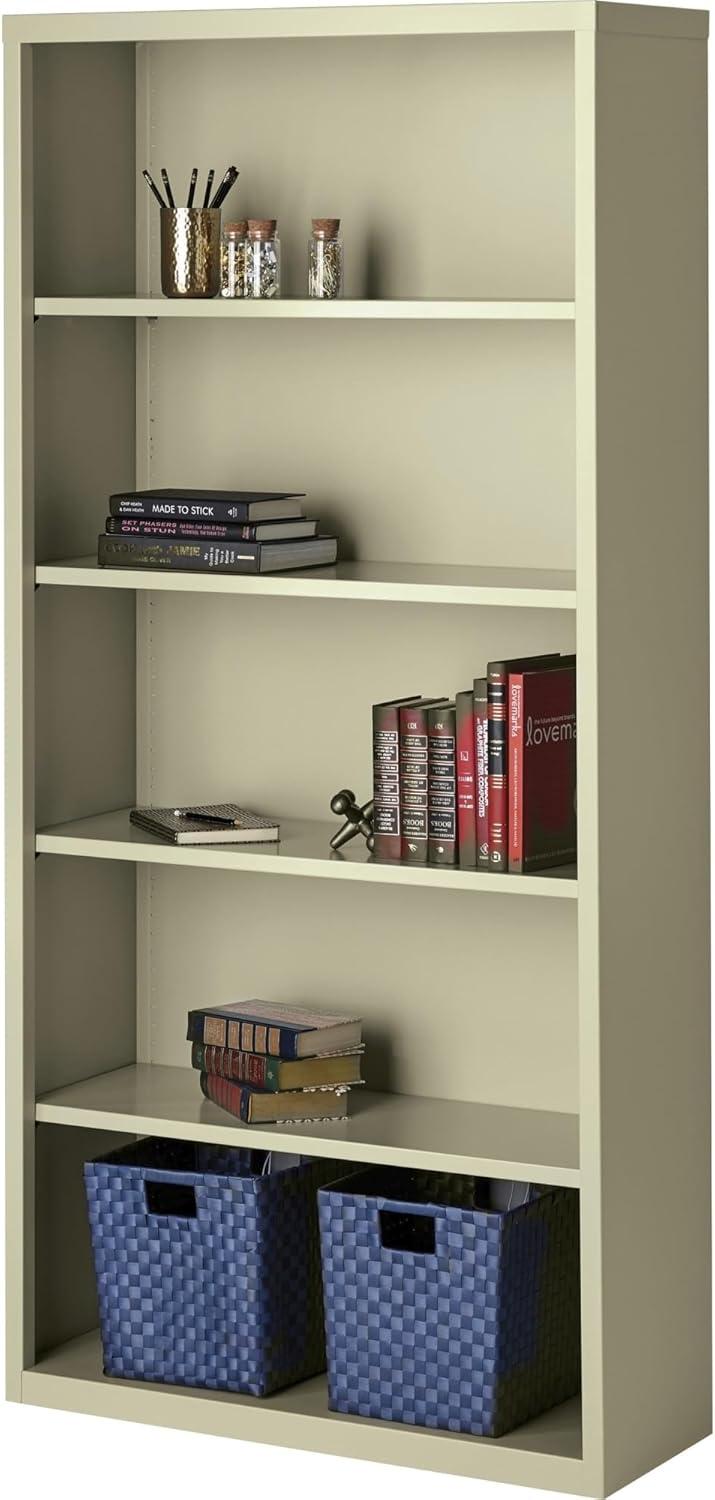 Lorell Fortress Series Bookcases 34.5" x 13" x 72" - 6 x Shelf(ves) - Putty - Powder Coated - Steel - Recycled