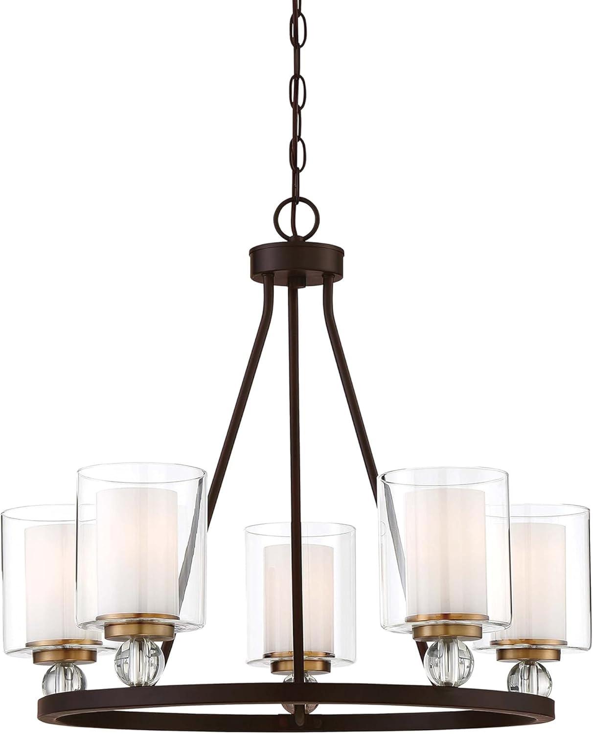 Minka Lavery - Studio 5 - Chandelier 5 Light Painted Bronze/Natural Brush Brass