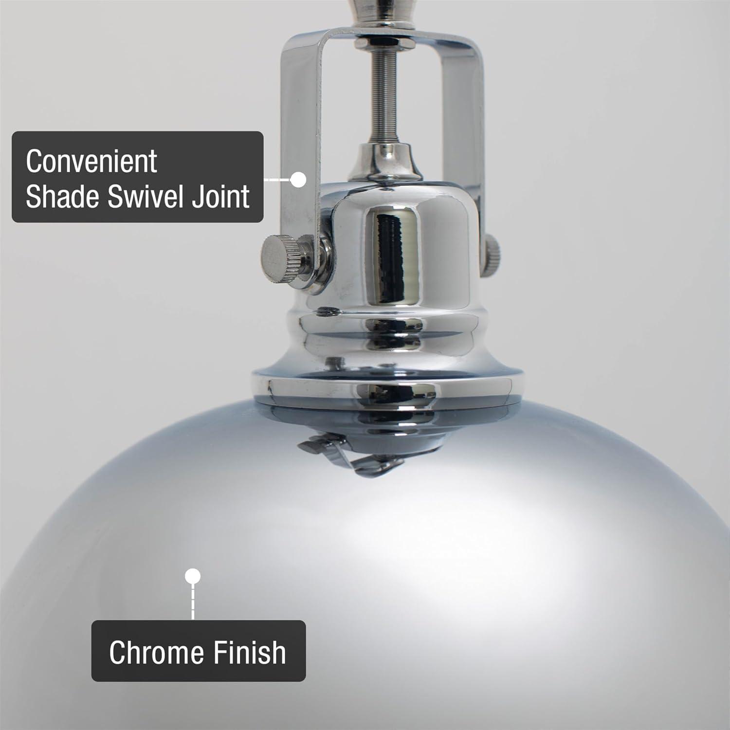 Kira Home Belle 9" Modern Industrial Pendant Light, Adjustable Length + Shade Swivel Joint, Chrome Finish