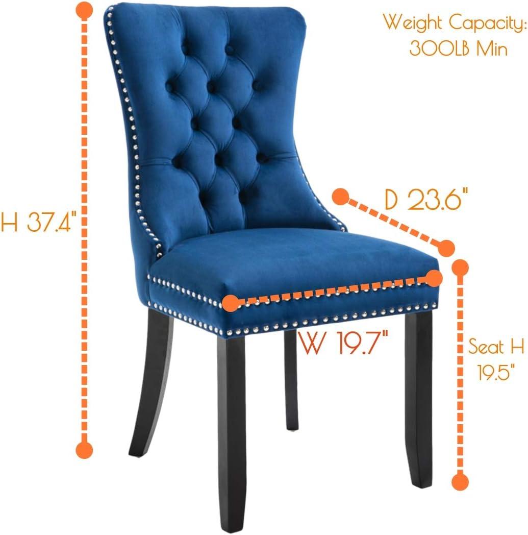 Rhomtree Glam Wood Solid Print Dining Side Chairs, Blue (Set of 6)