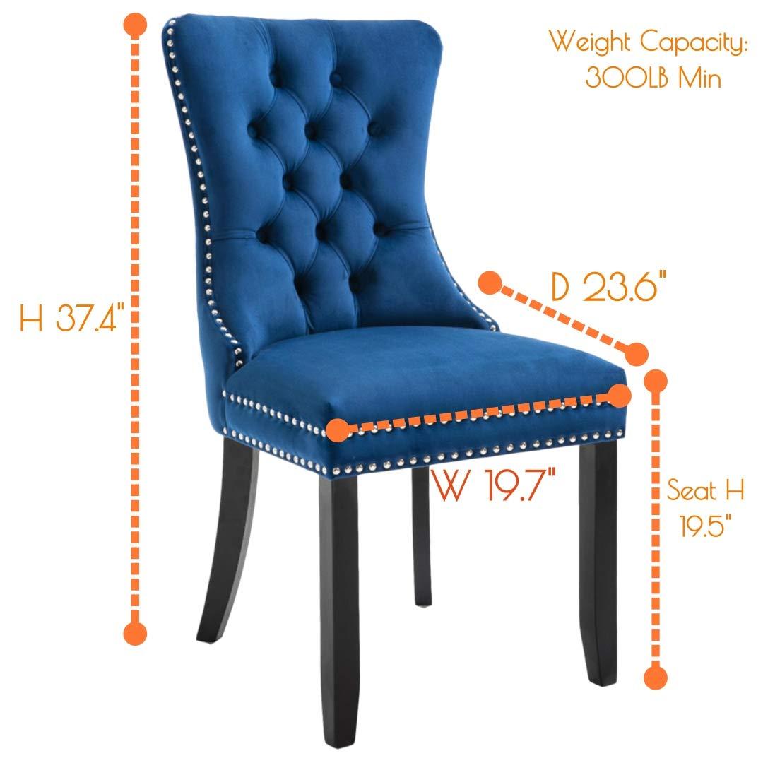 Rhomtree Glam Wood Solid Print Dining Side Chairs, Blue (Set of 6)
