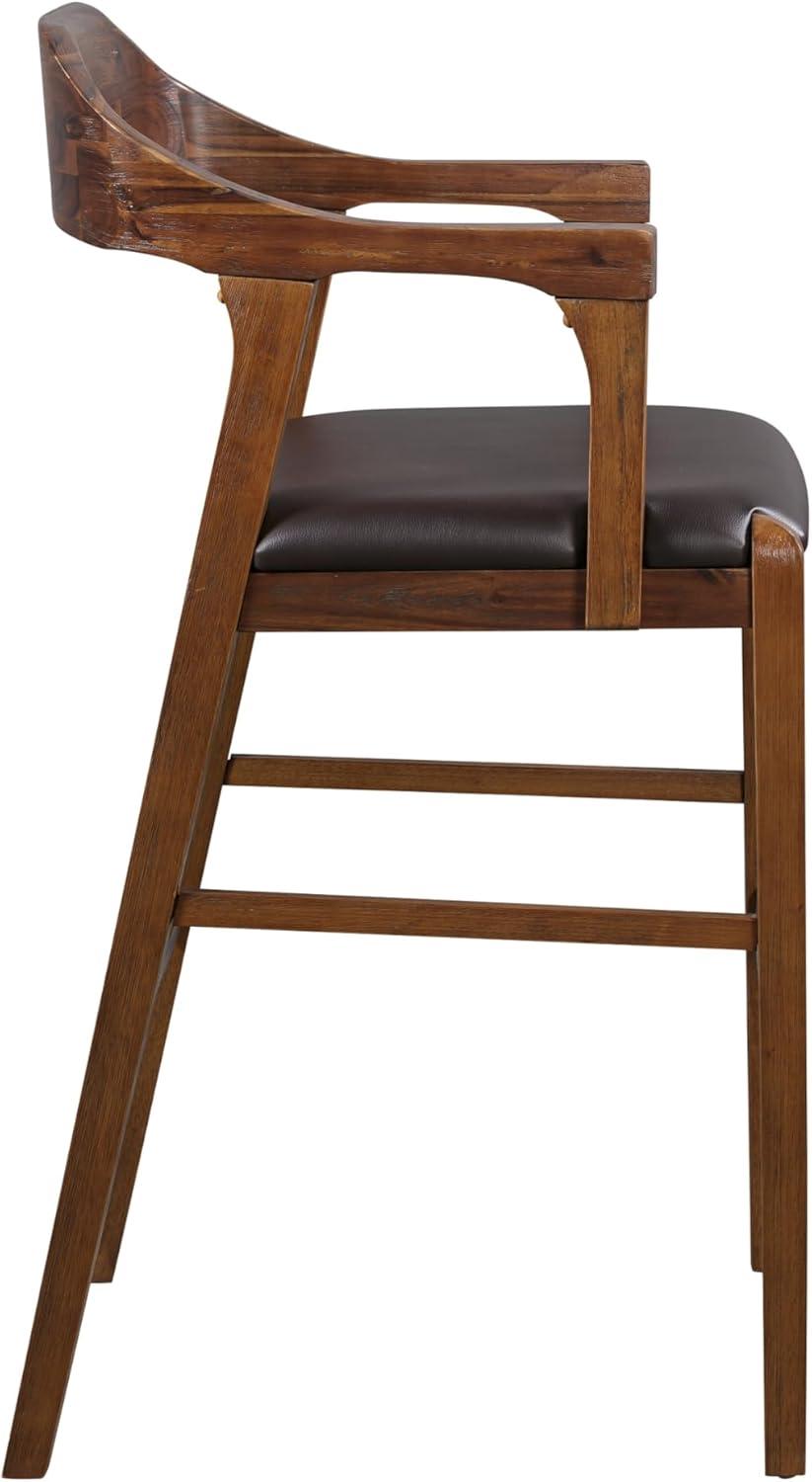 Rasmus Stationary Barstool: 29" Faux Leather, Eco-Friendly Wood, Fixed Height - Boraam