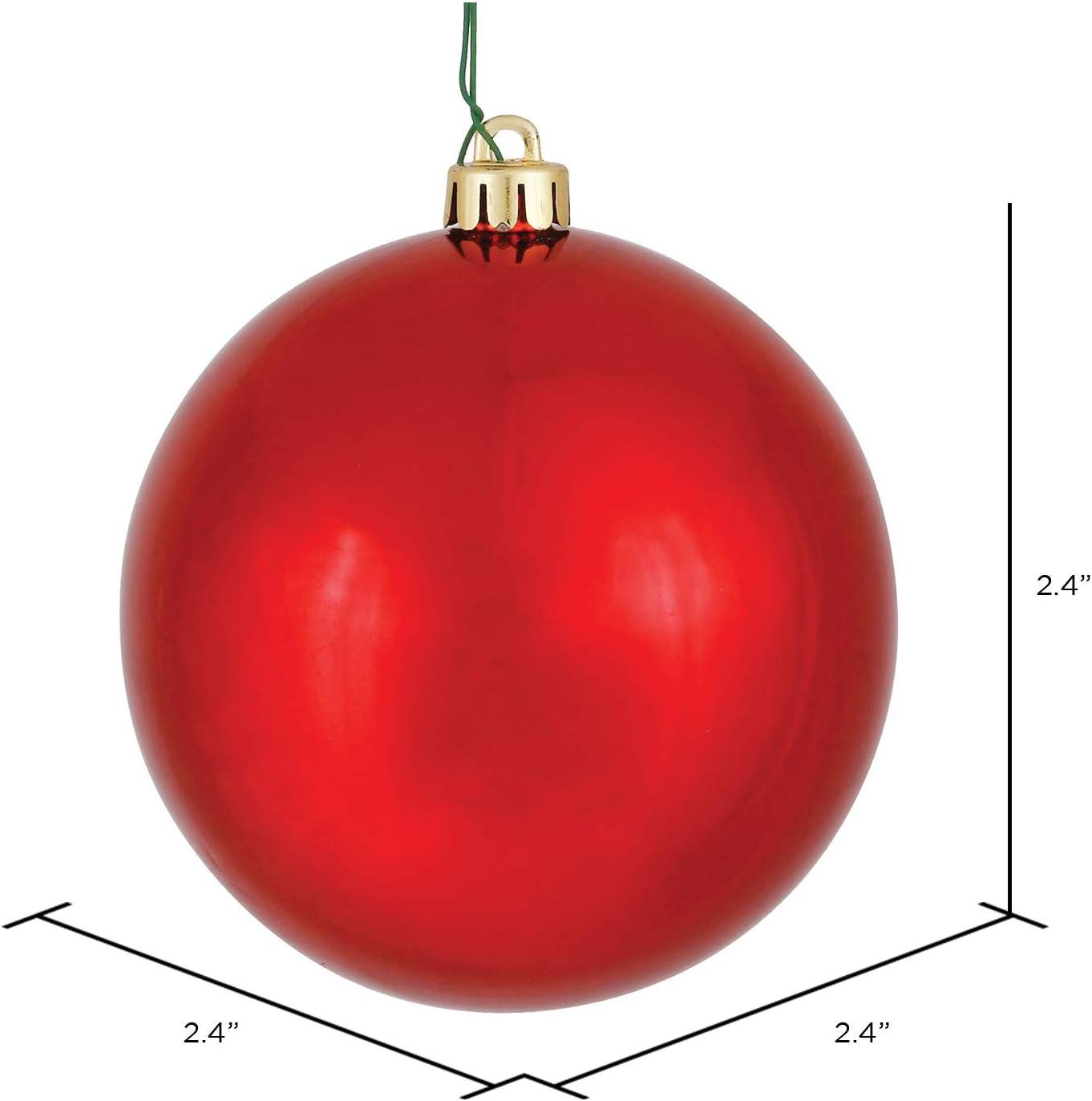 2.4" Red Shiny Shatterproof Christmas Ornament Balls, 24 Pack