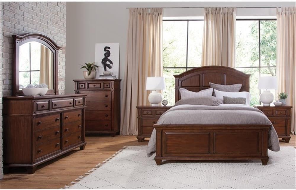American Woodcrafters Sedona Cherry Finished Wood Arched King Panel Bed