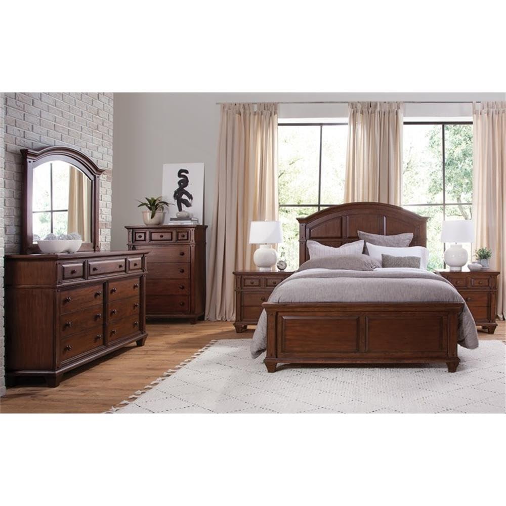 American Woodcrafters Sedona Cherry Finished Wood Arched King Panel Bed