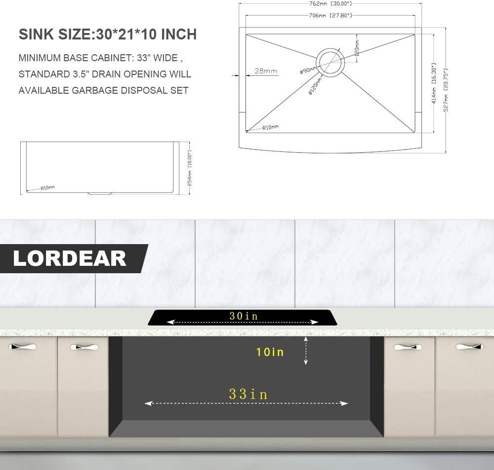 30" L x 21" W Farmhouse Kitchen Sink Gunmetal Black Stainless Steel Sink Single Bowl Kitchen Sink