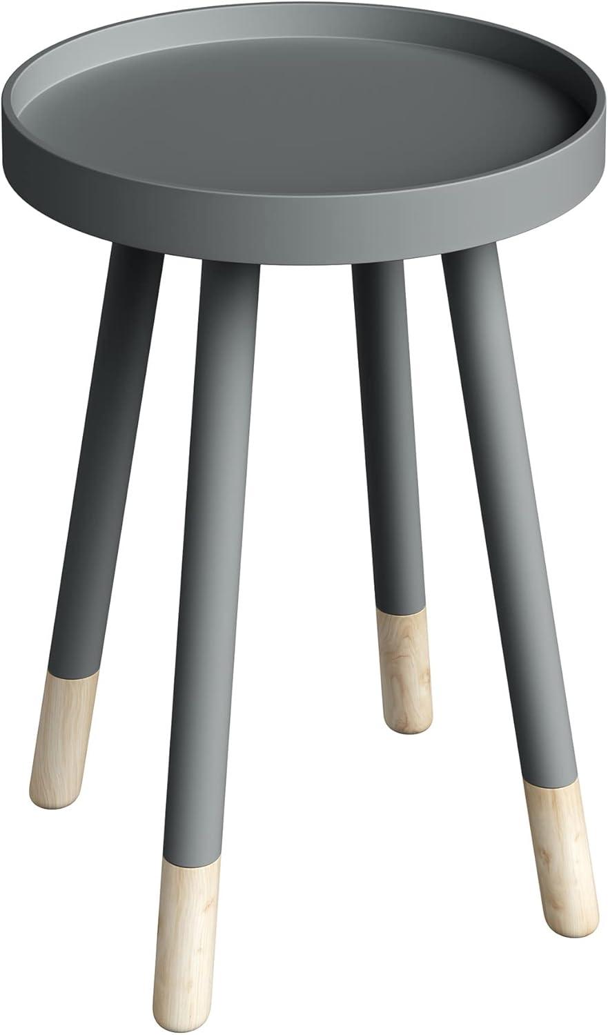 Hasting Home Modern Side Table, Round End Table with Tray Top