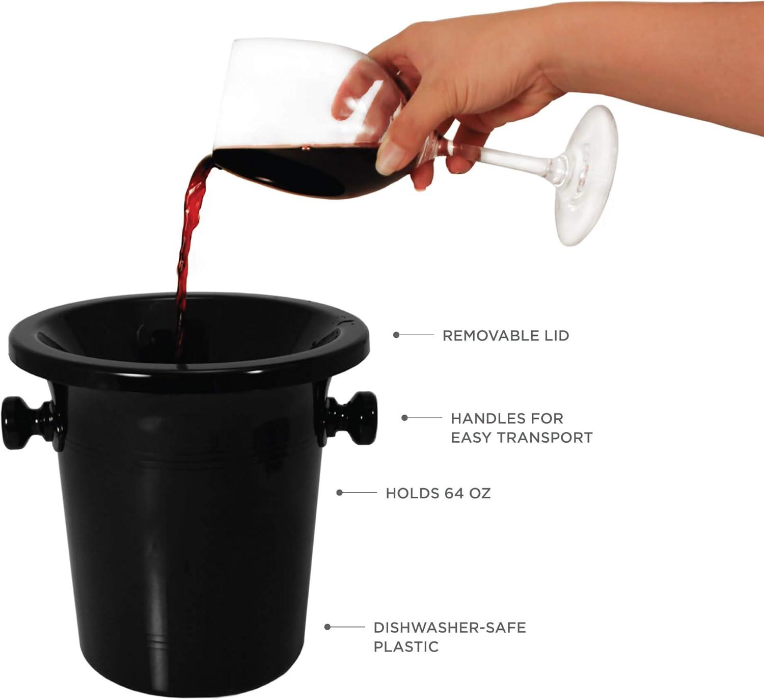 True Spittoon Plastic Wine Tasting Dump Bucket in Black