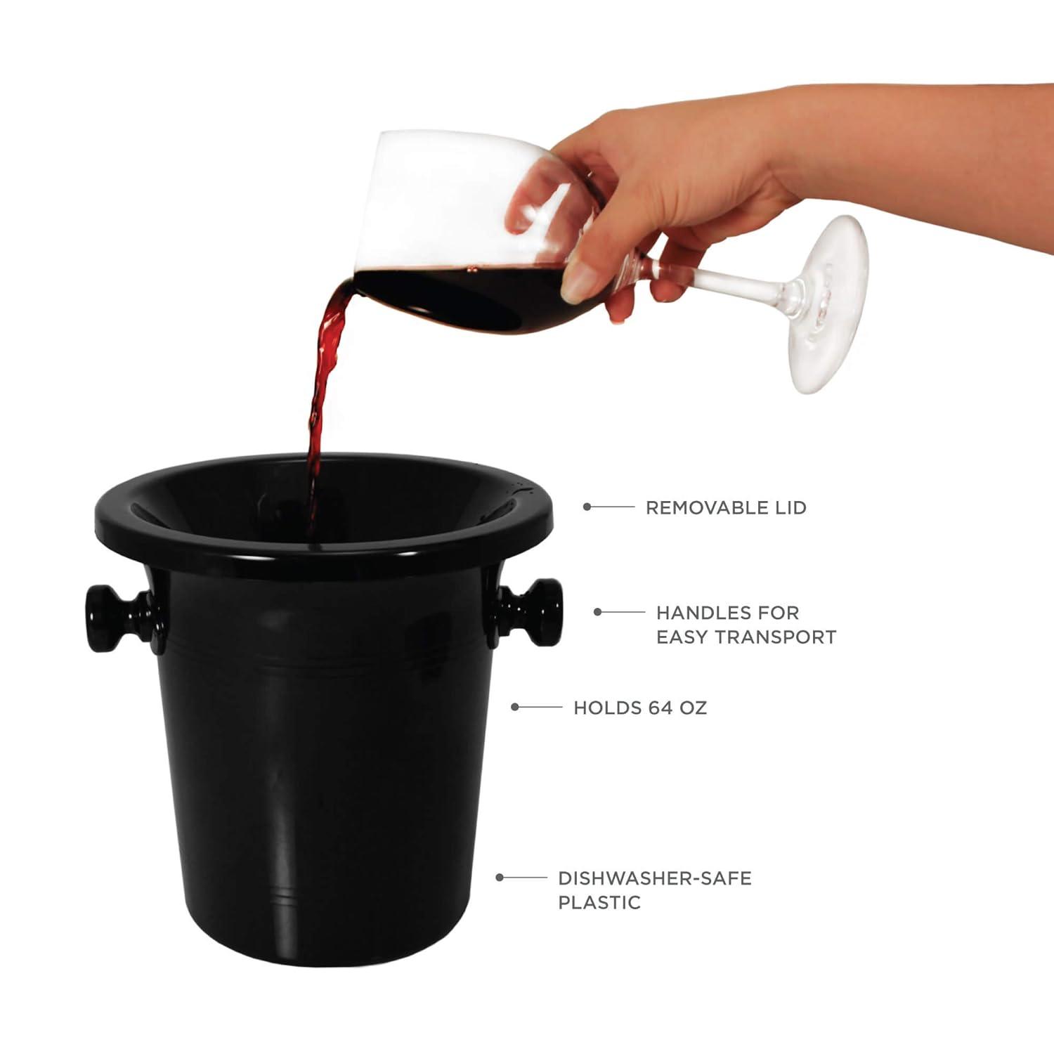 True Spittoon Plastic Wine Tasting Dump Bucket in Black