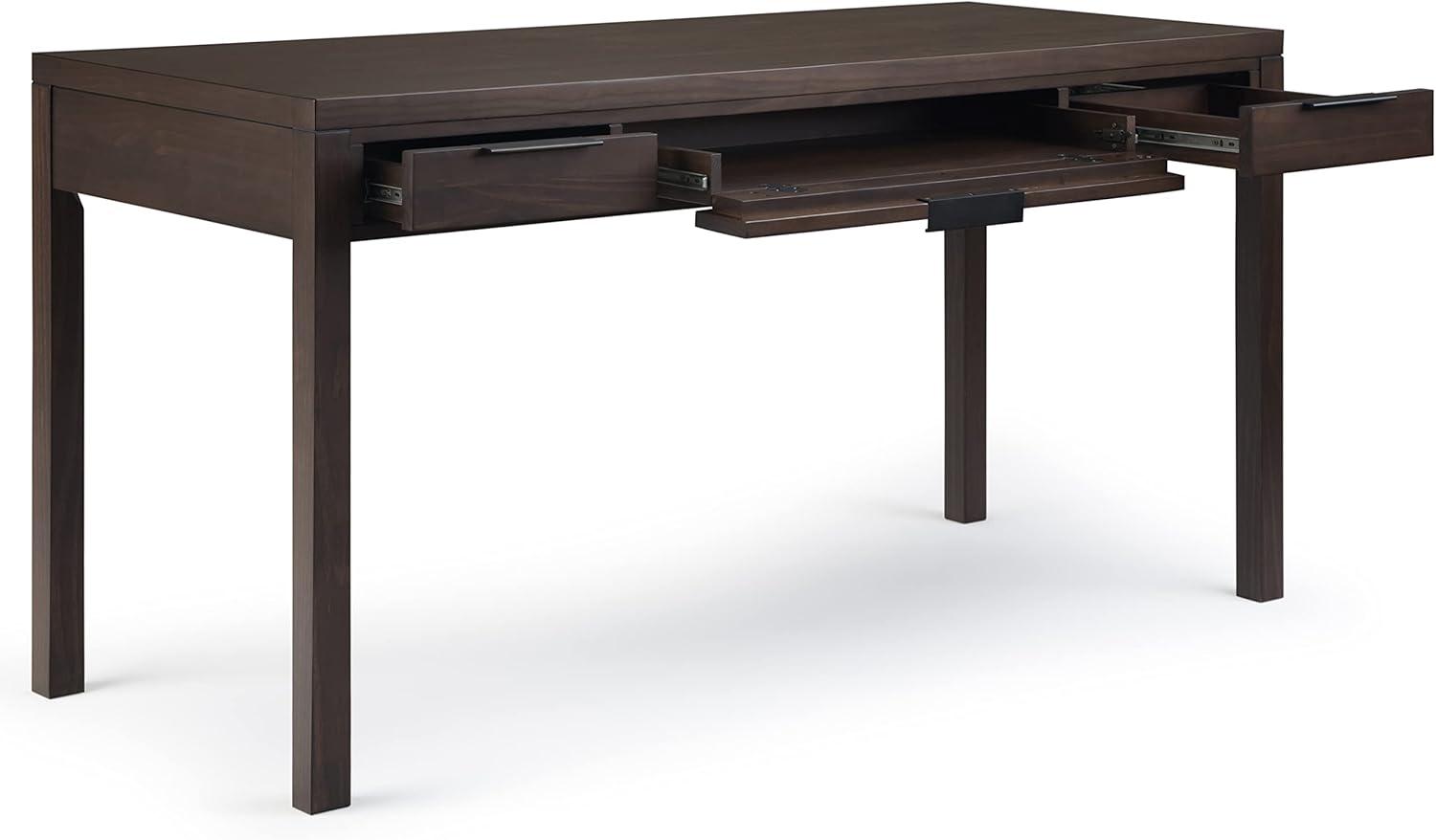 Simpli Home Hollander Solid Wood Contemporary 60 " Desk in Warm Walnut Brown