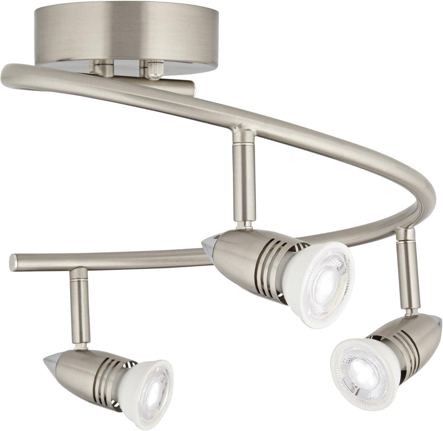 Silver Brushed Nickel 3-Head LED Ceiling Track Light