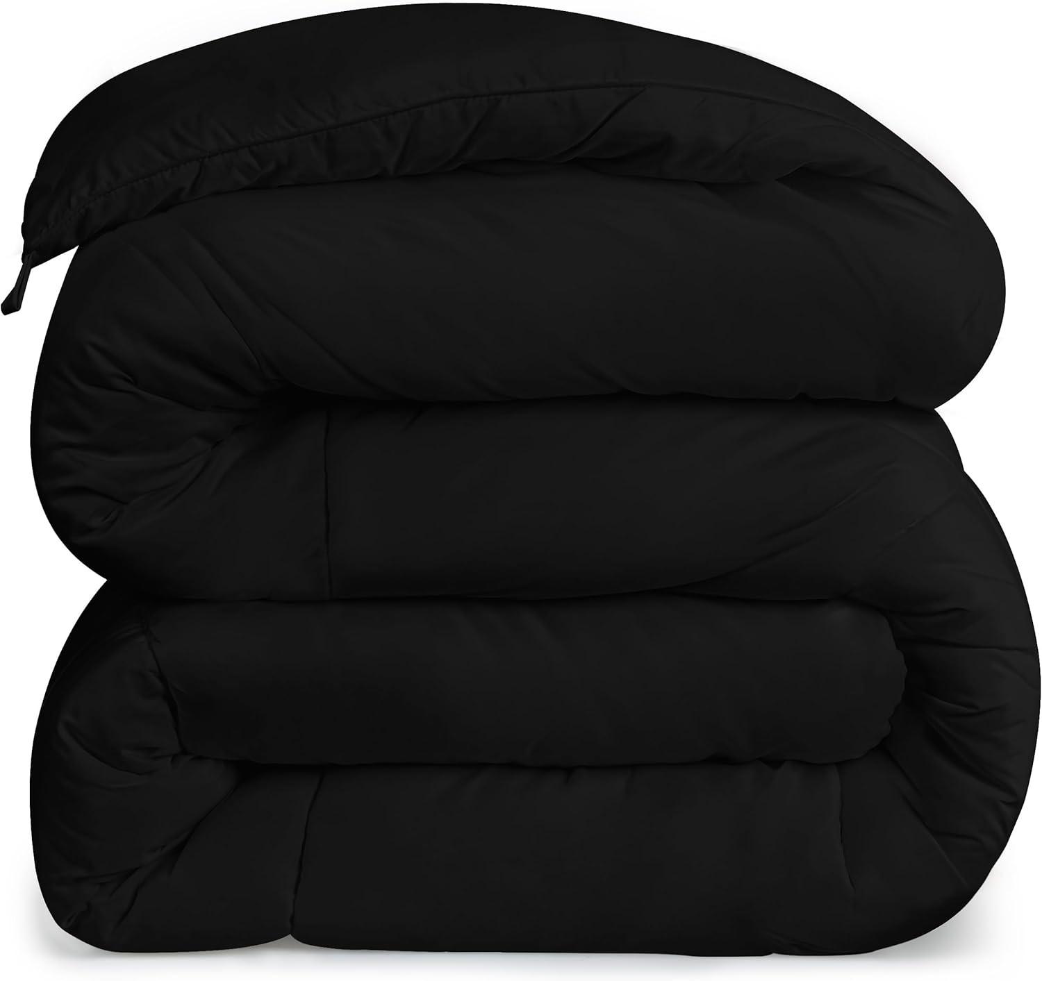 Utopia Bedding Comforters King Size, All Season Duvet Insert, Down Alternative Box Stitched Bed Comforter with Corner Tabs, Machine Washable (Black)