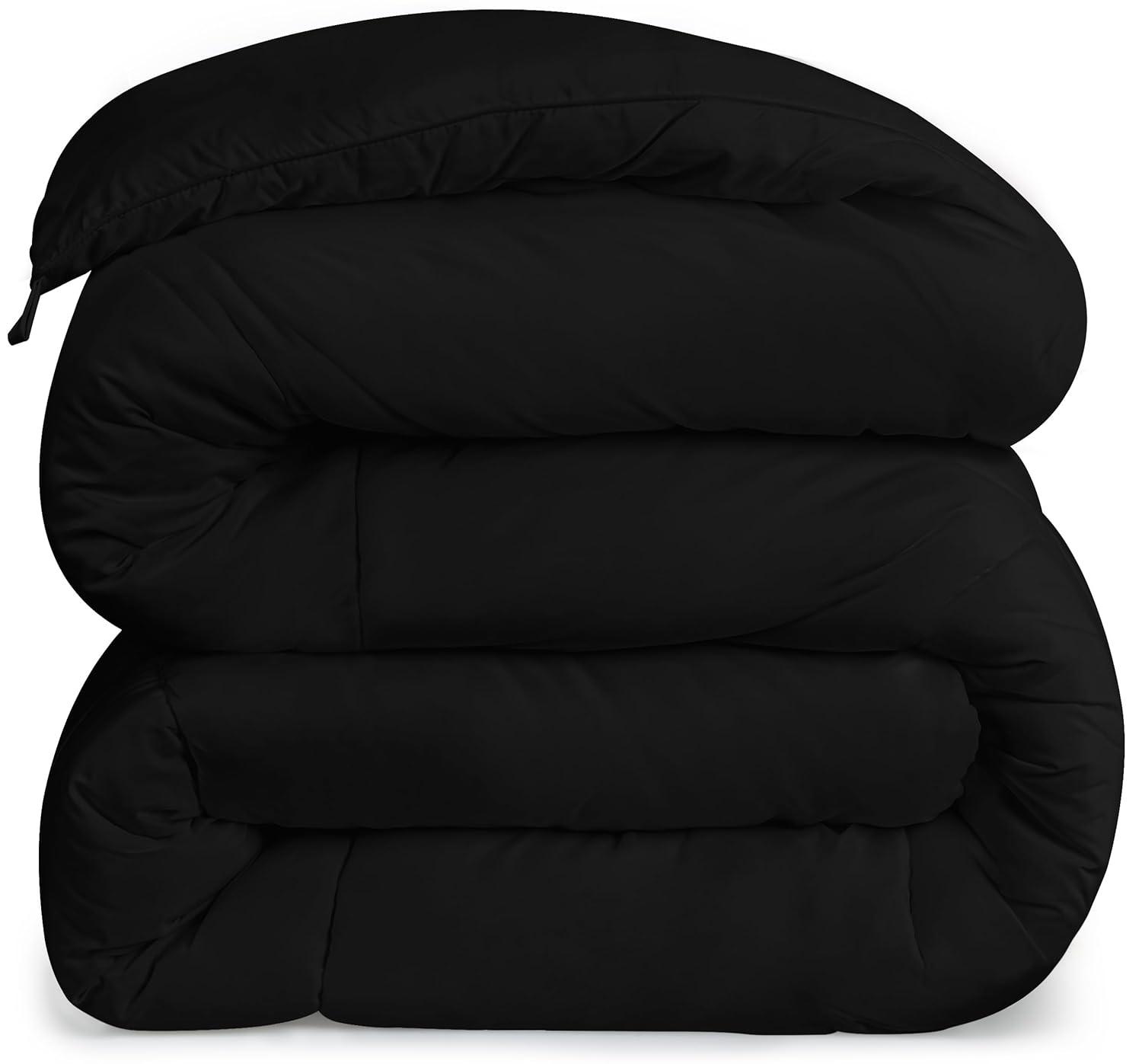 Utopia Bedding Comforters King Size, All Season Duvet Insert, Down Alternative Box Stitched Bed Comforter with Corner Tabs, Machine Washable (Black)