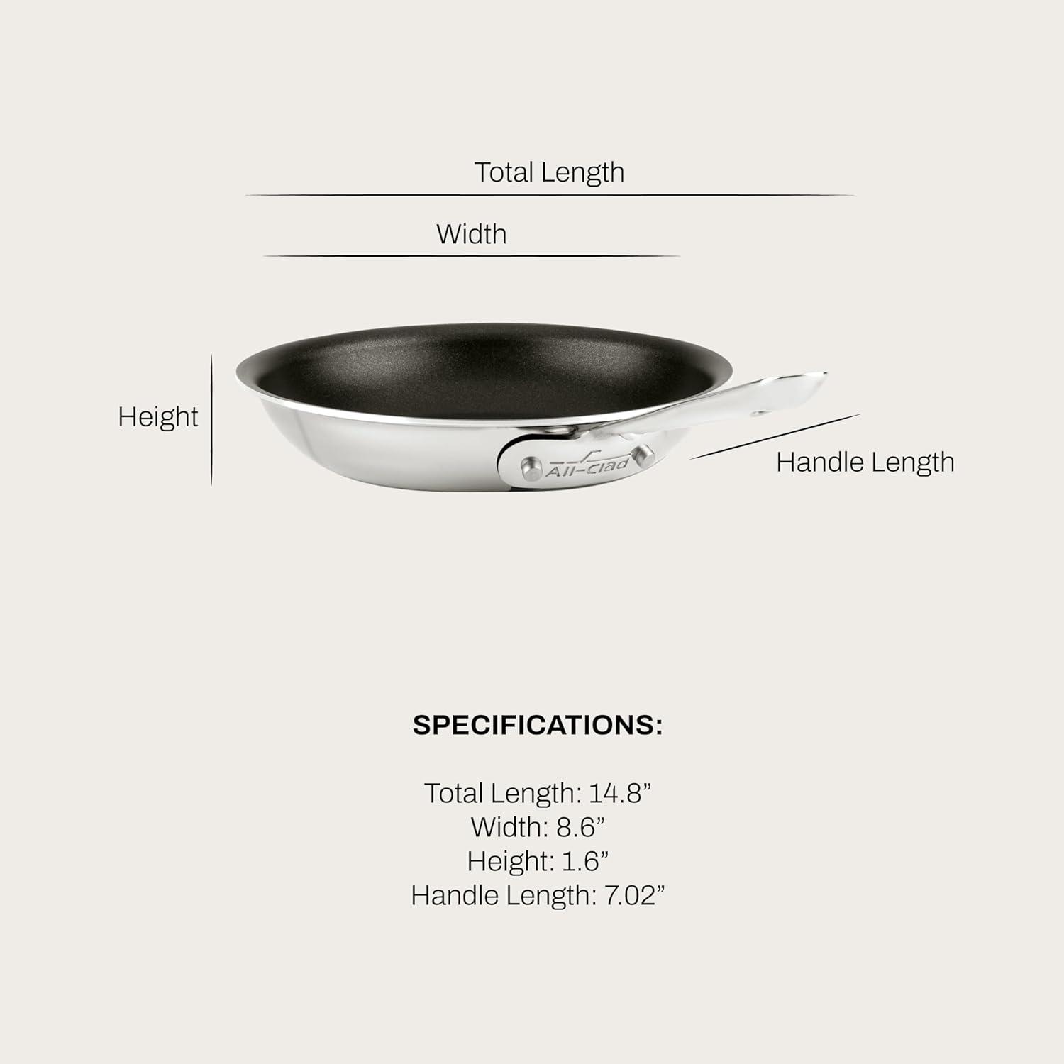 8-Inch Stainless Steel Nonstick Fry Pan with Aluminum Core