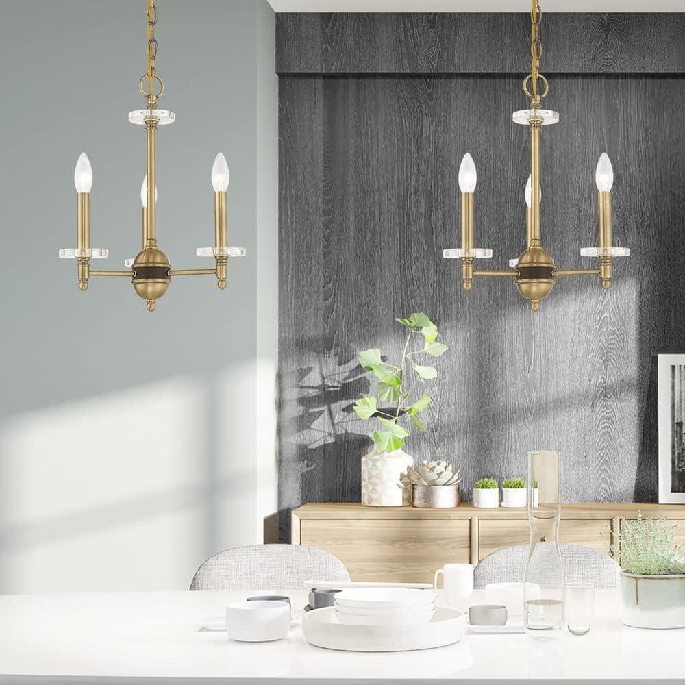 Bancroft Antique Brass Mini Chandelier with Clear Crystal Accents