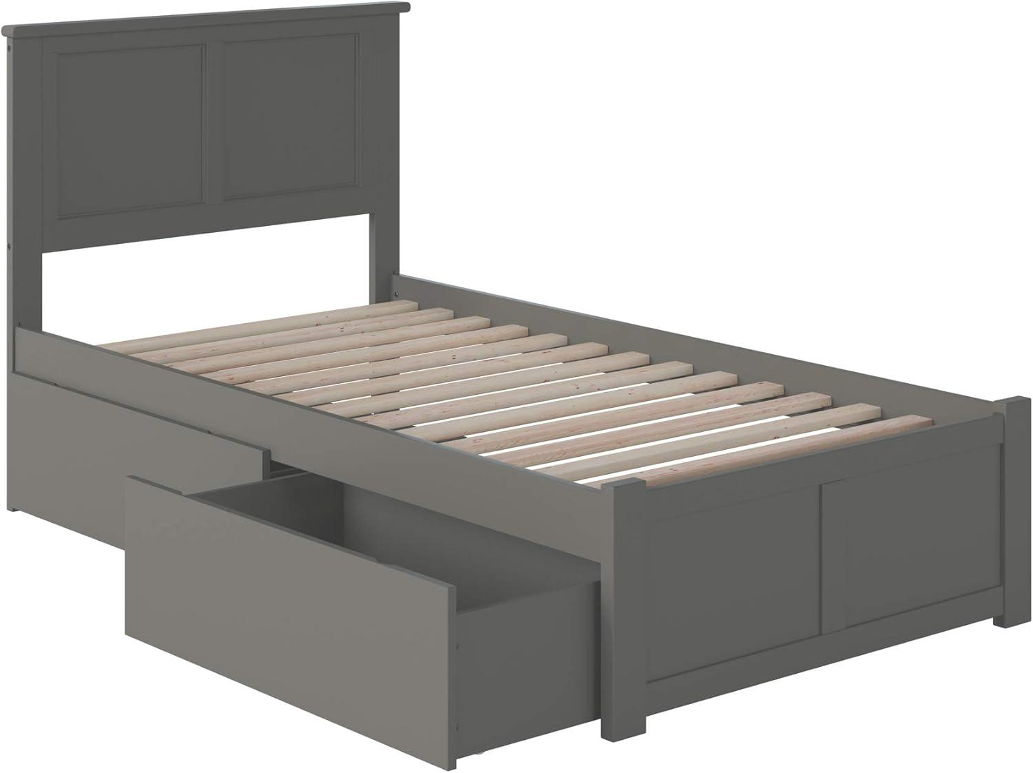 Madison Platform Bed with Flat Panel Foot Board and 2 Urban Bed Drawers in Multiple Colors and Sizes