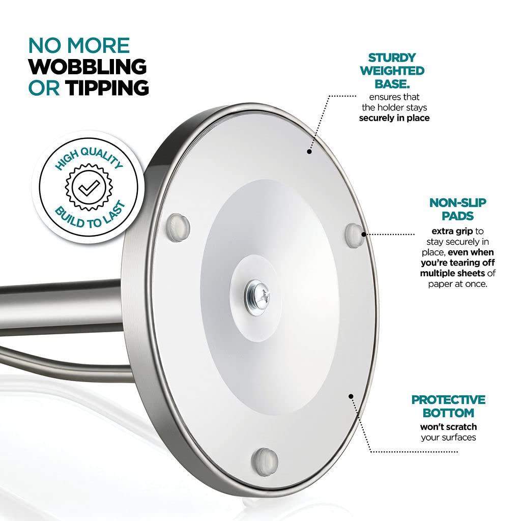 Washranp Paper Towel Holderwith Spray Bottle,Stainless Steel Easy to Tear Paper Towel Dispenser Weighted Base Adjustable Spring Arm to Hold Any Type of Paper Towels
