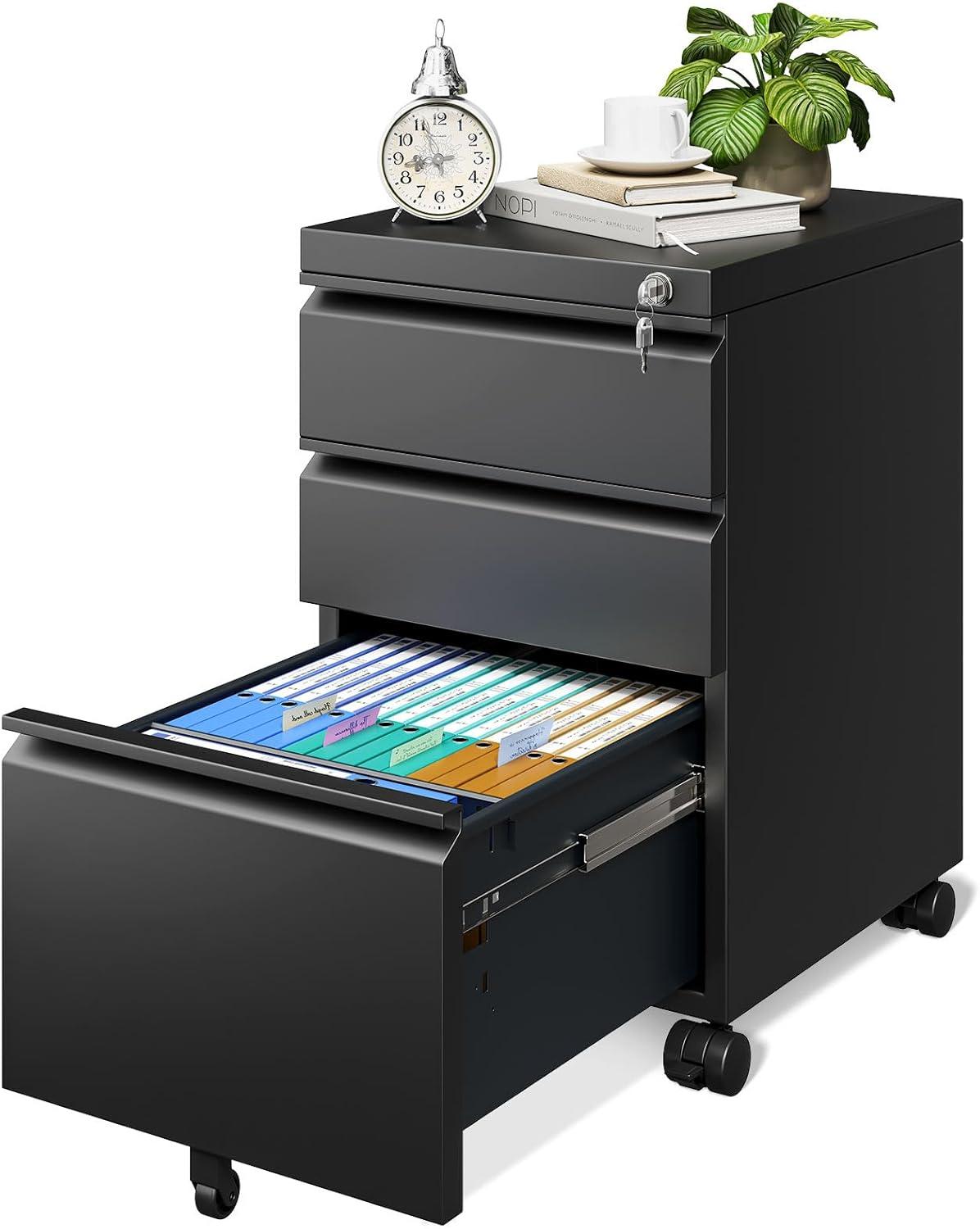 Gangmei Mobile File Cabinet with 3 Drawers for Office and Home Fully Assembled