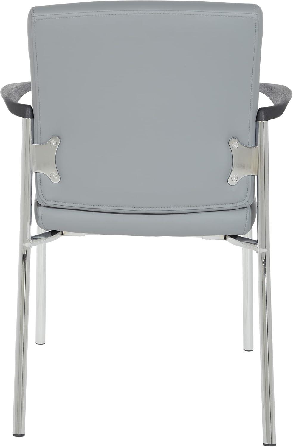 Charcoal Grey Faux Leather Guest Chair with Chrome Frame