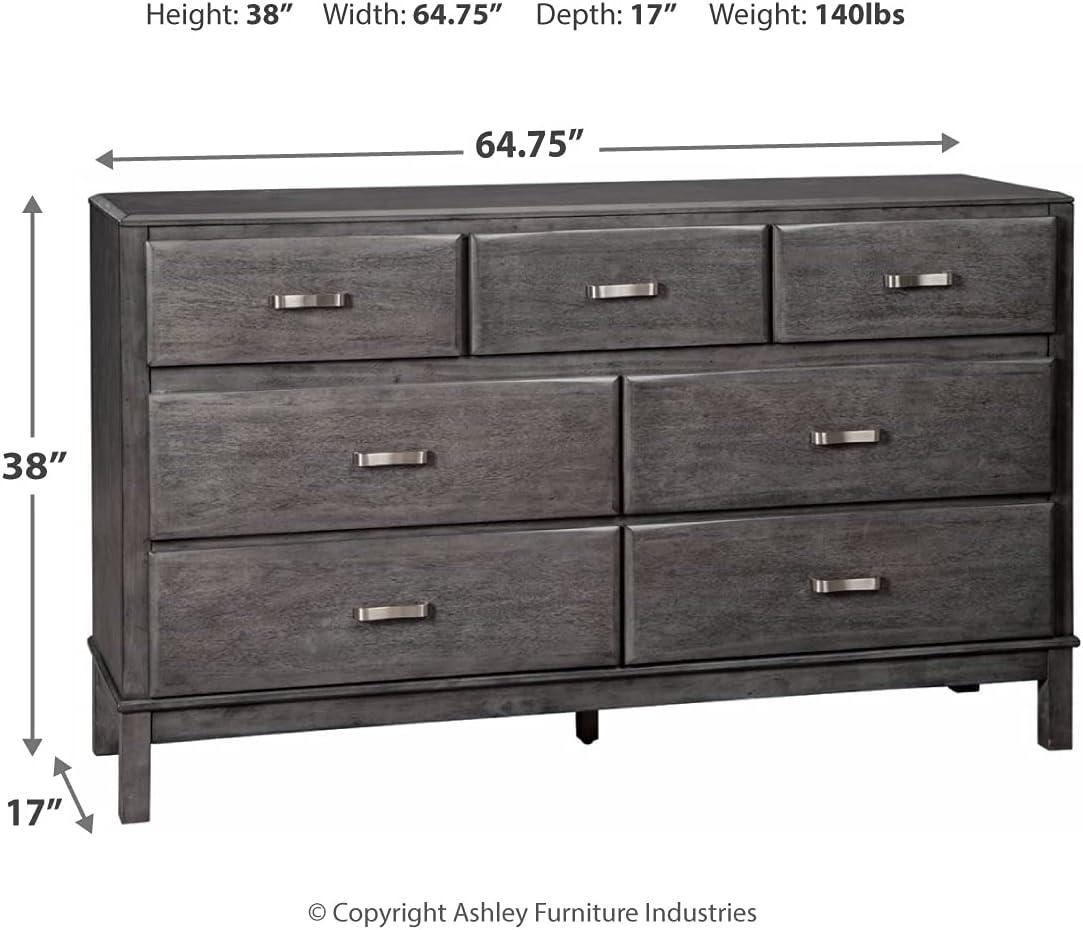 Geovonni 7 Drawer 64" W Double Dresser with Mirror