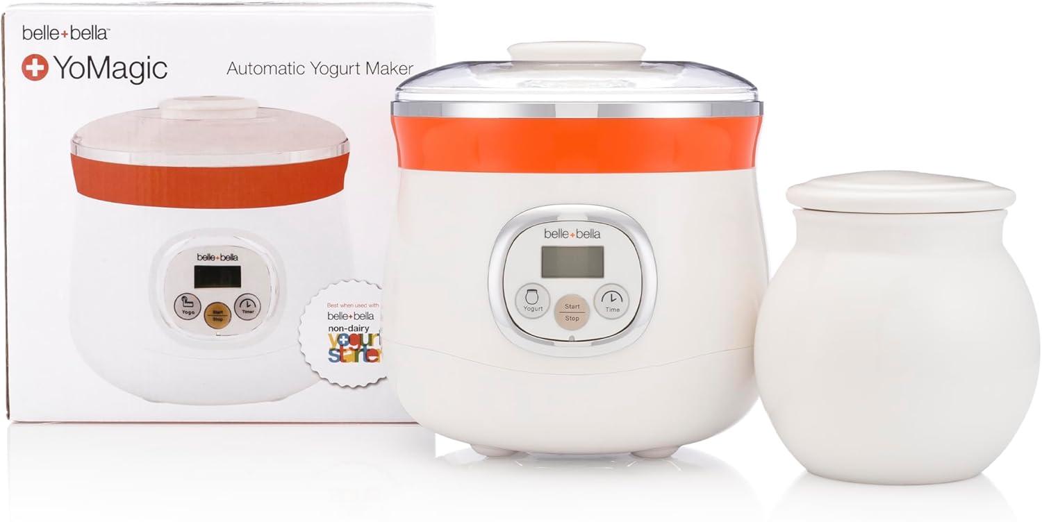 Belle + Bella White and Orange Automatic Yogurt Maker