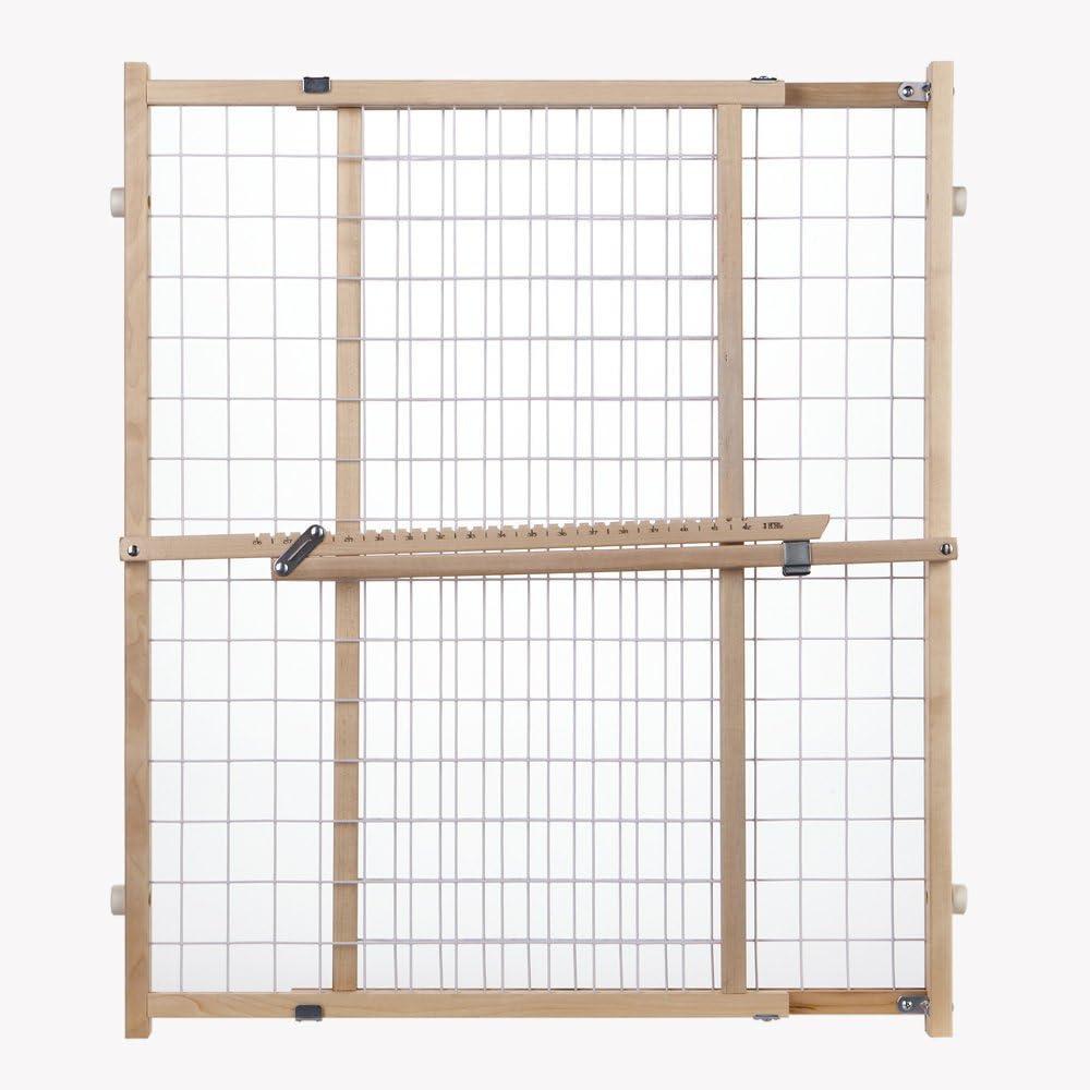 MYPET North States Wire Mesh Dog Gate: 29.5-50" Wide. Pressure Mount. No Tools Needed. Dog Gate 31" Tall, Expandable, Durable Dog Gates for Doorways, Sustainable Hardwood