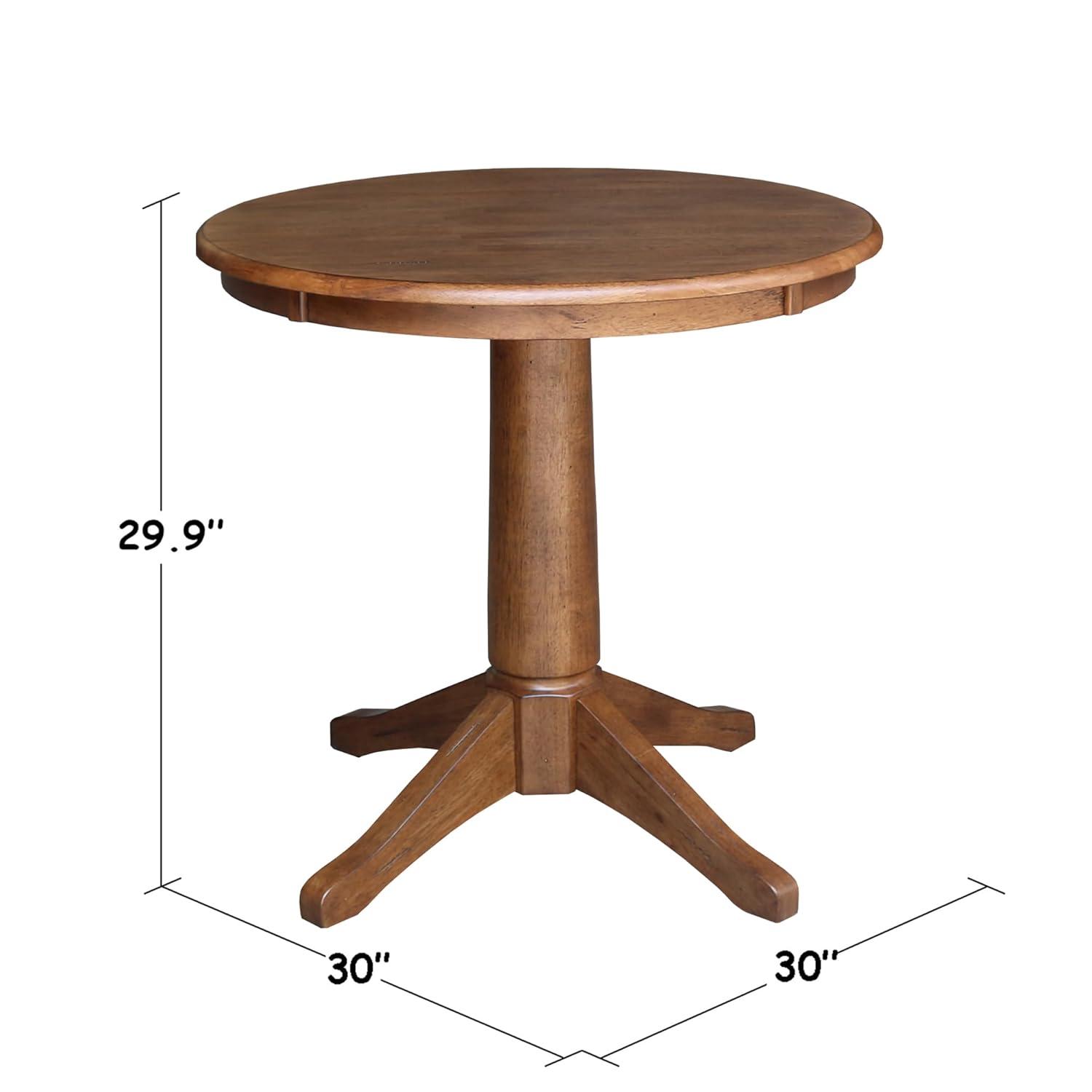29.9" Dining Tables Laughlin Round Top Pedestal Distressed Oak - International Concepts: Hardwood, 2-Seater