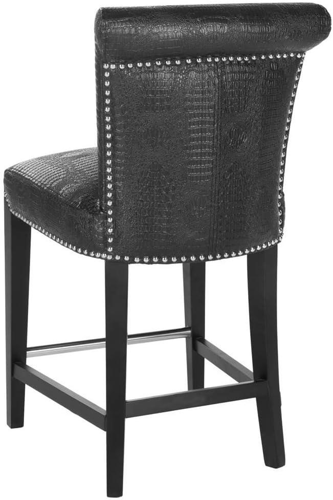 SAFAVIEH Seth Counter Stool Black / Crocodile