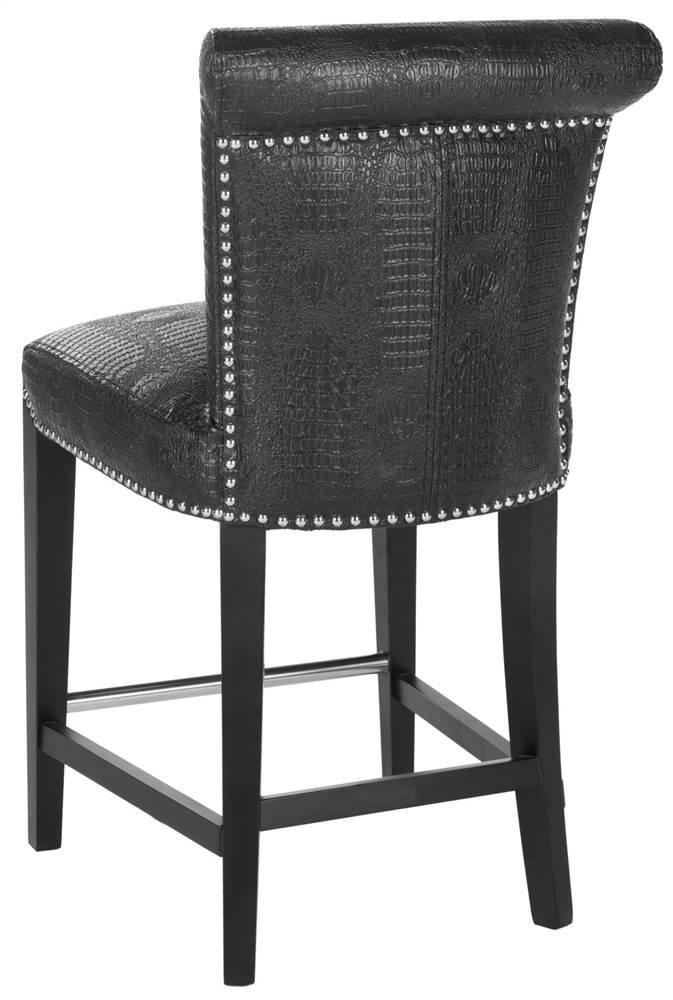 SAFAVIEH Seth Counter Stool Black / Crocodile